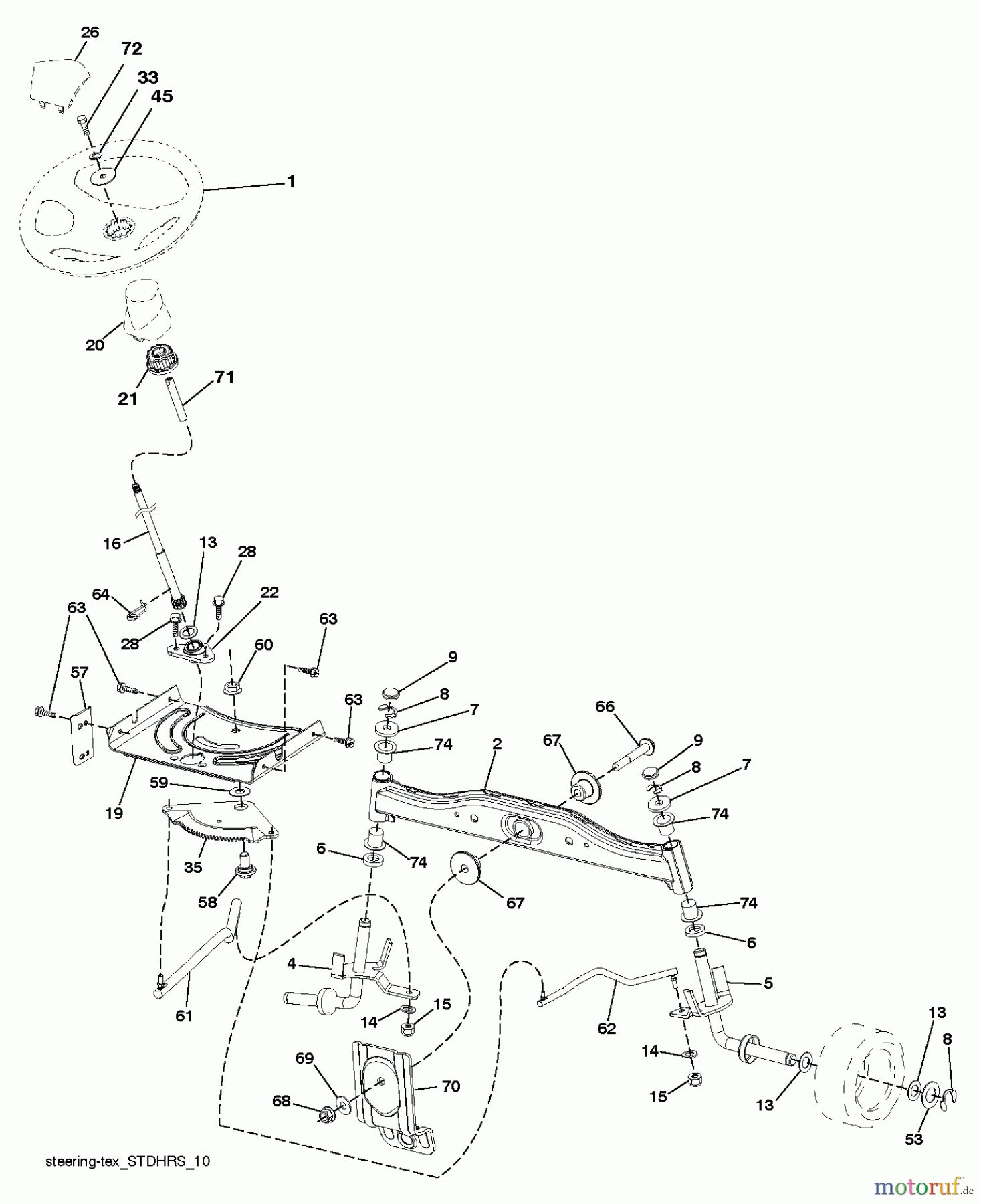 Husqvarna Rasen und Garten Traktoren CTH 126 (96051000801) - Husqvarna Lawn Tractor (2011-07 & After) STEERING