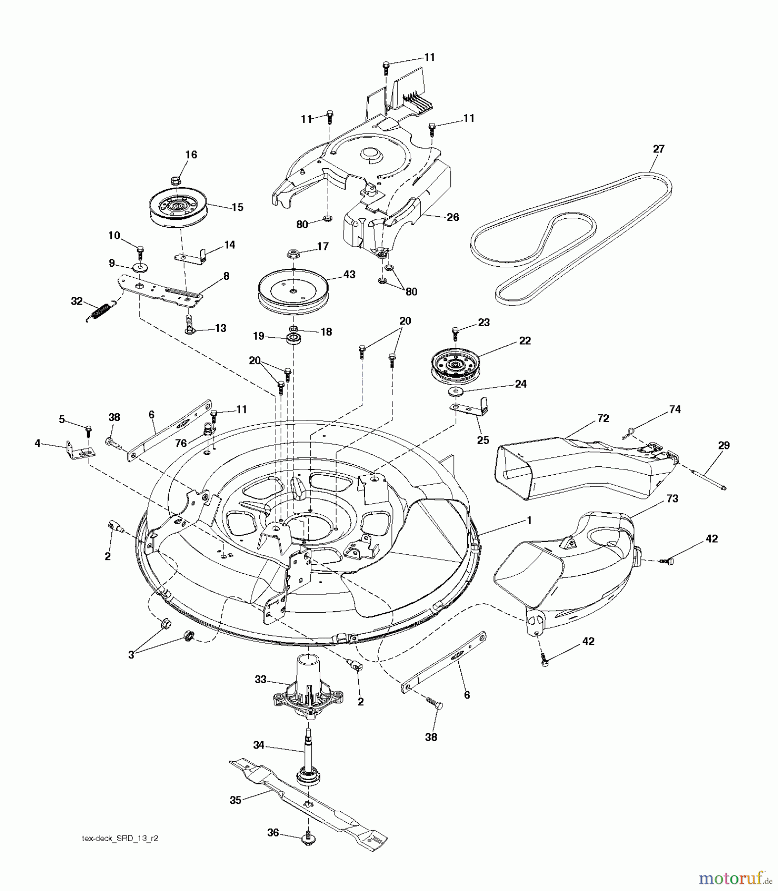Husqvarna Rasen und Garten Traktoren CTH 126 (96051000803) - Husqvarna Lawn Tractor (2013-05) MOWER DECK / CUTTING DECK
