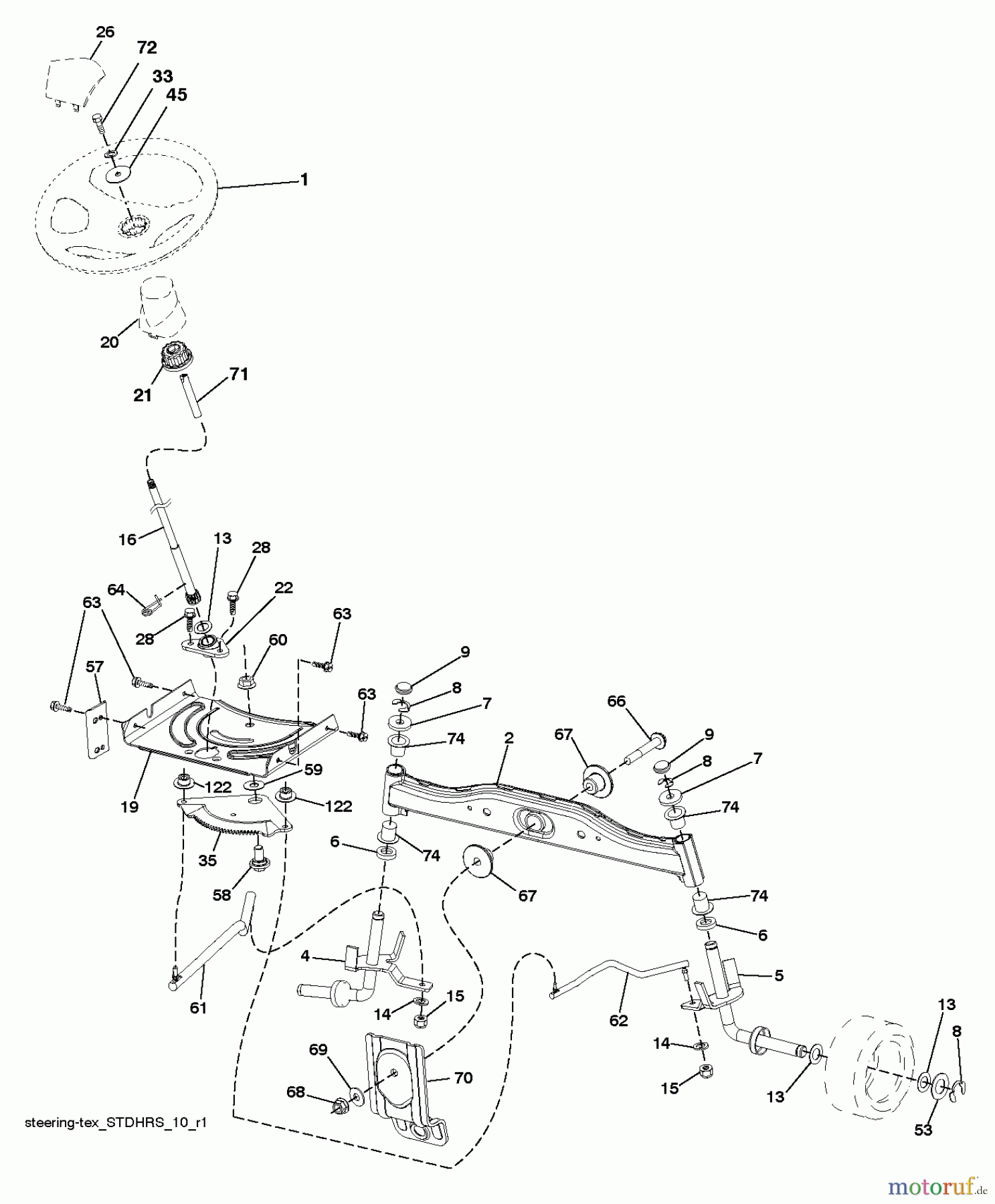Husqvarna Rasen und Garten Traktoren CTH 126 (96051000803) - Husqvarna Lawn Tractor (2013-05) STEERING