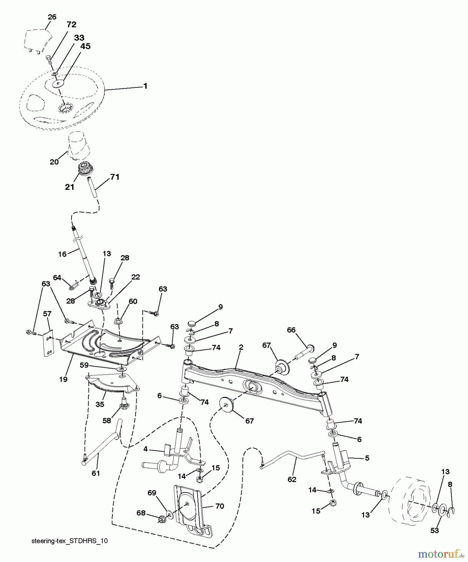 Husqvarna Rasen und Garten Traktoren CTH 126 (96051001400) - Husqvarna Lawn Tractor (2010-11 & After) STEERING
