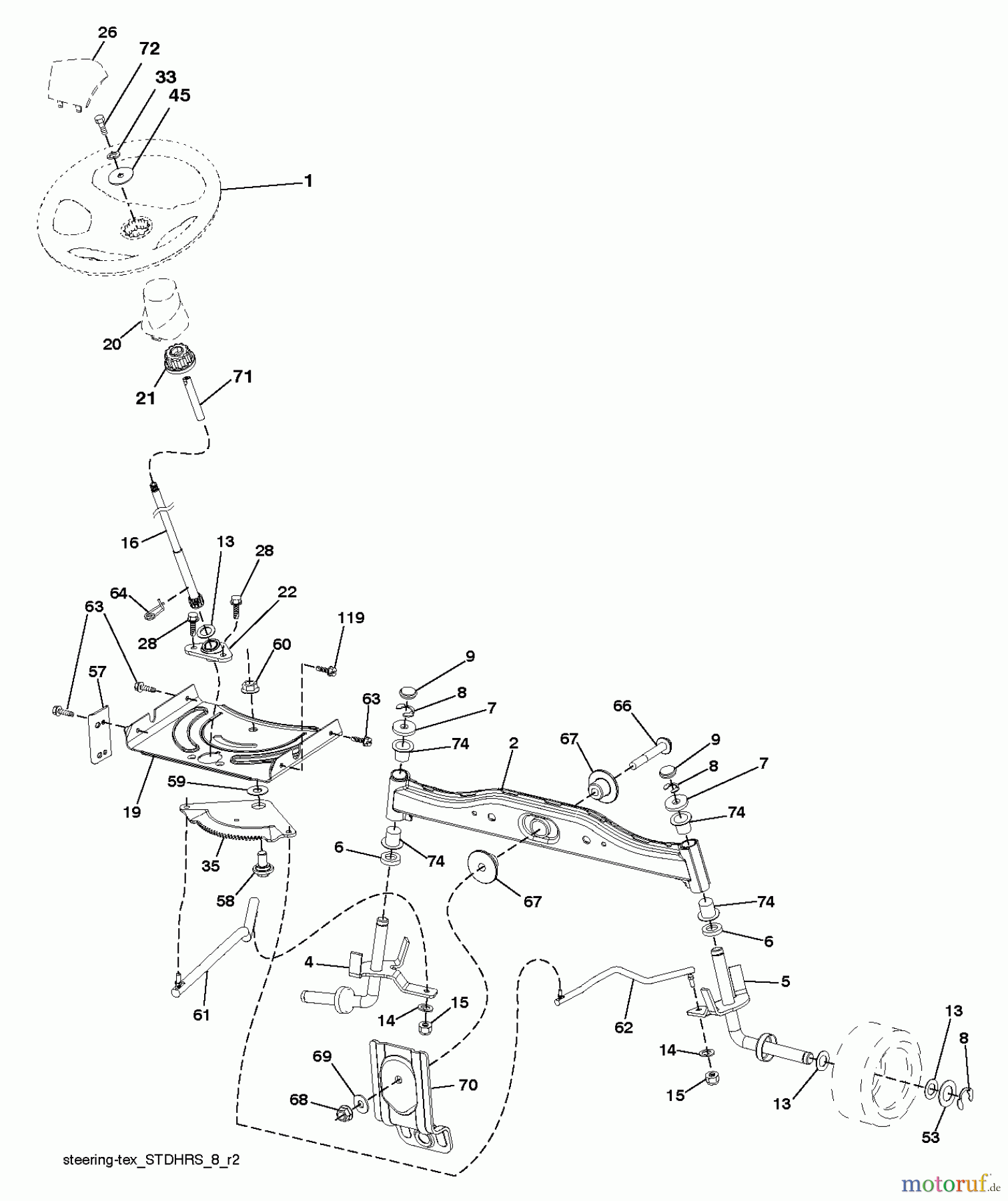 Husqvarna Rasen und Garten Traktoren CTH 126 (96051001401) - Husqvarna Lawn Tractor (2011-07 & After) STEERING