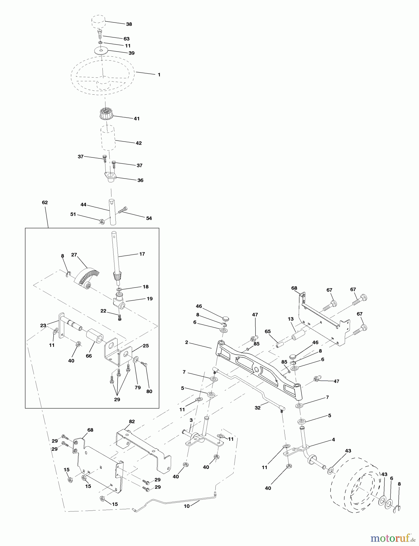 Husqvarna Rasen und Garten Traktoren CTH 130 (954140100A) - Husqvarna Lawn Tractor (1999-10 & After) Steering Assembly