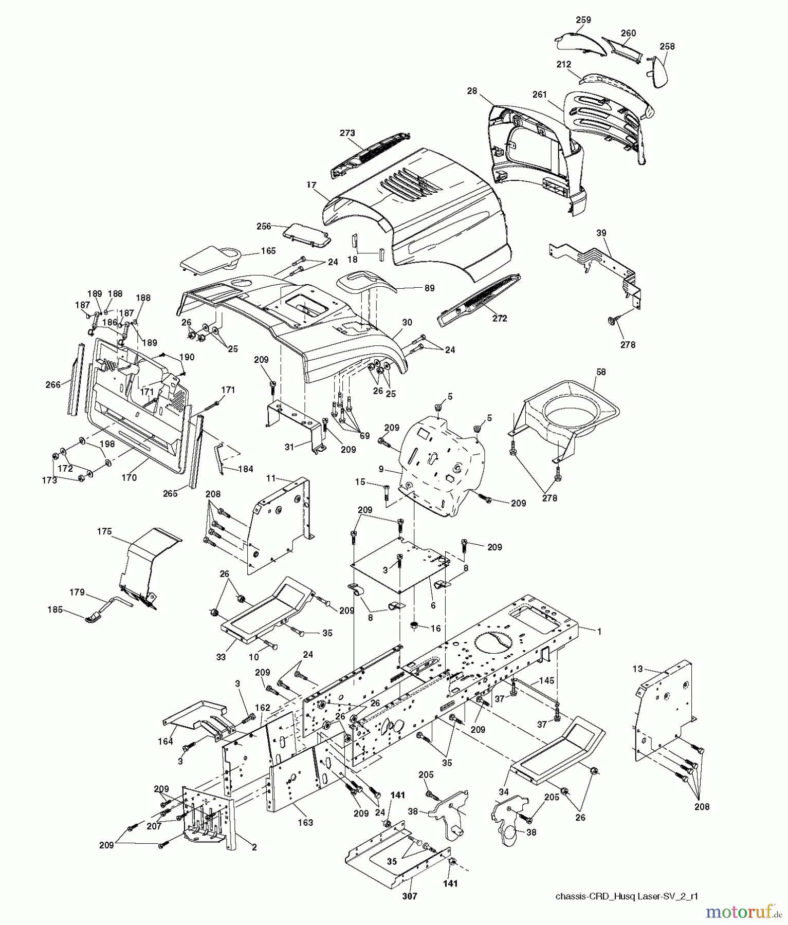 Husqvarna Rasen und Garten Traktoren CTH 141 (96061032100) - Husqvarna Lawn Tractor (2010-11 & After) CHASSIS ENCLOSURES