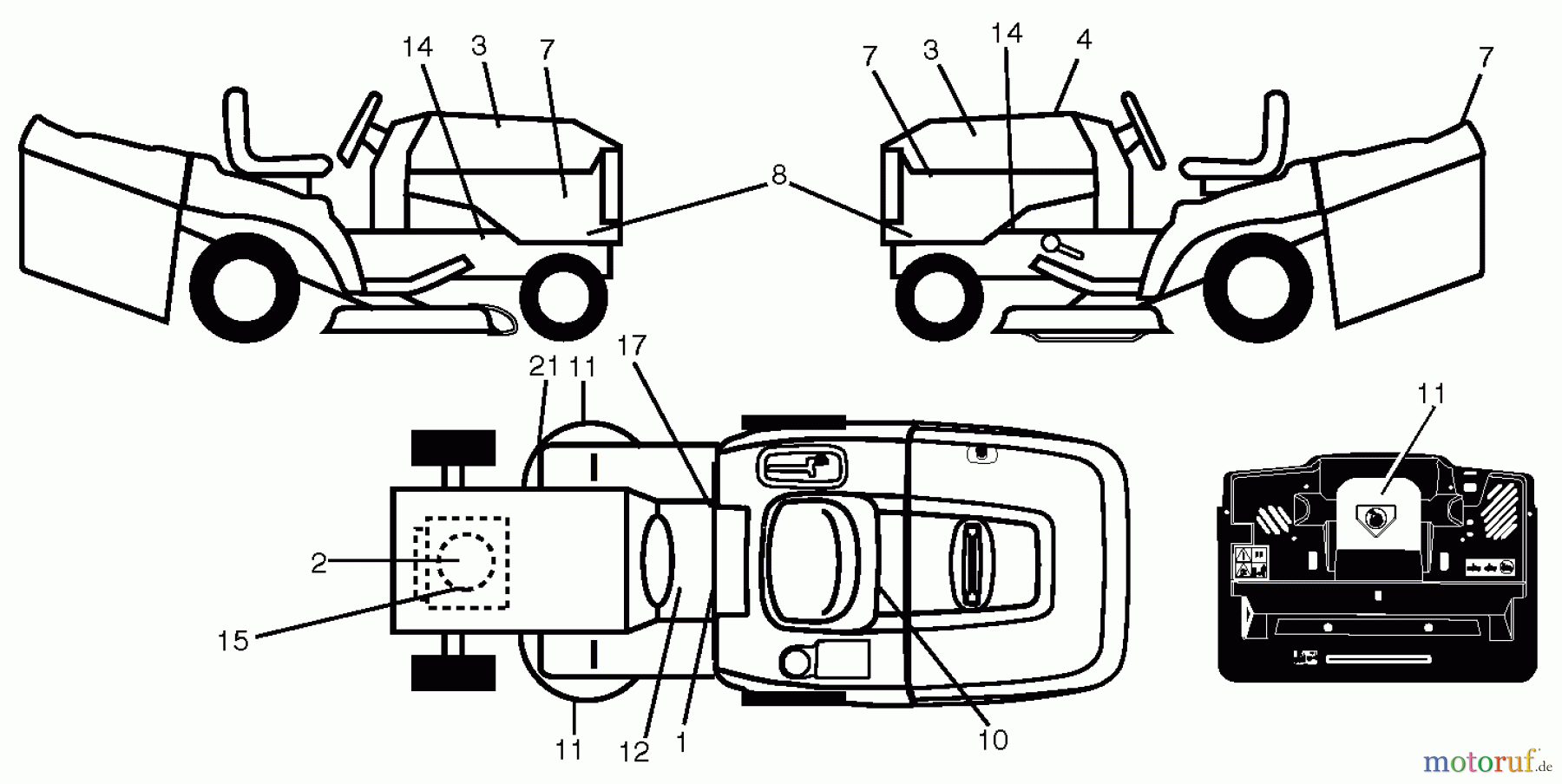 Husqvarna Rasen und Garten Traktoren CTH 141 (96061034501) - Husqvarna Lawn Tractor (2013-08) DECALS