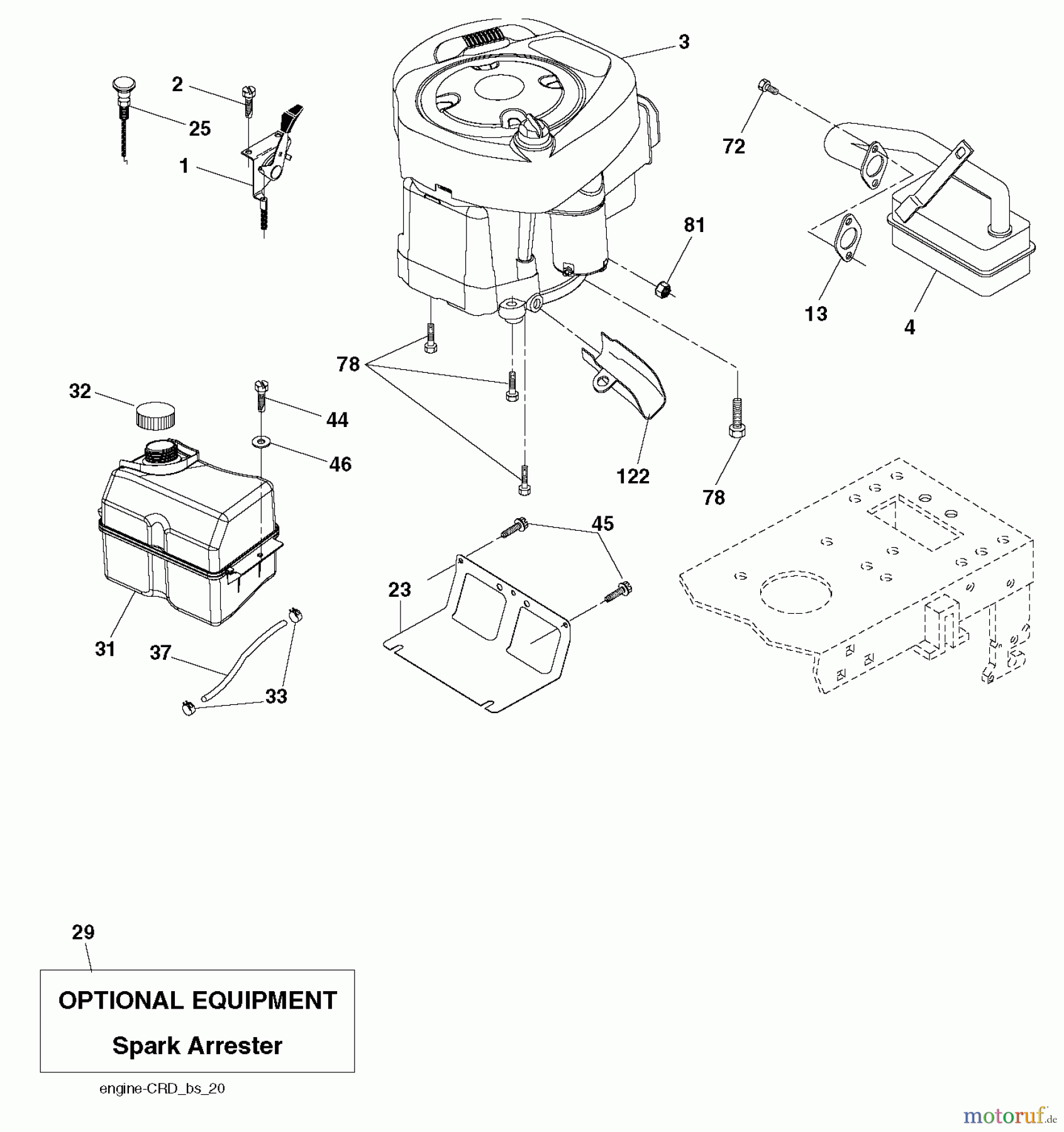 Husqvarna Rasen und Garten Traktoren CTH 141 (96061034500) - Husqvarna Lawn Tractor (2012-08 & After) ENGINE