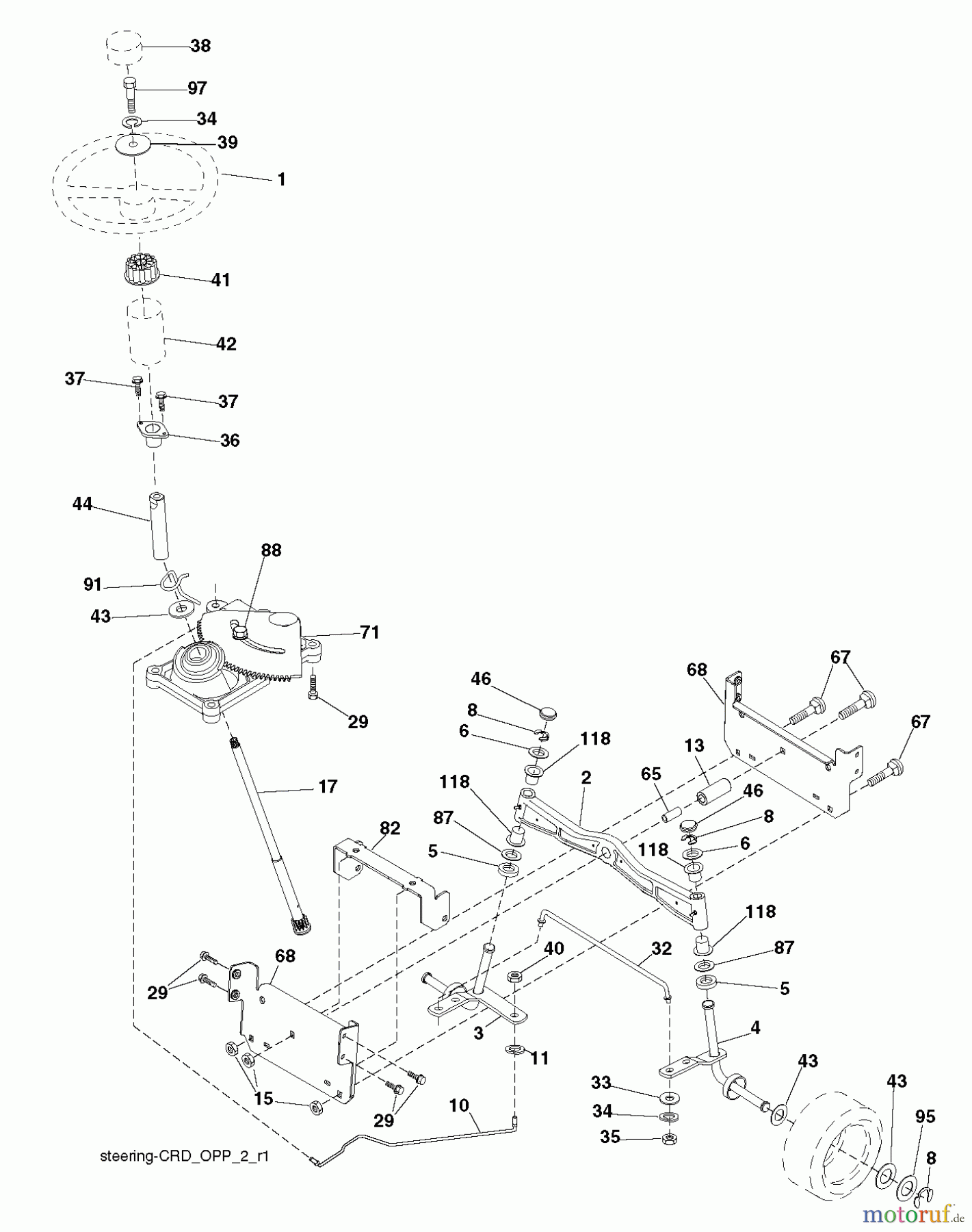 Husqvarna Rasen und Garten Traktoren CT 141 (96061034400) - Husqvarna Lawn Tractor (2012-08 & After) STEERING