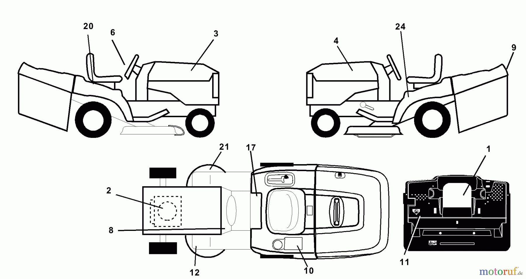 Husqvarna Rasen und Garten Traktoren CTH 150 (954140101A) - Husqvarna Lawn Tractor (1999-10 & After) Decals
