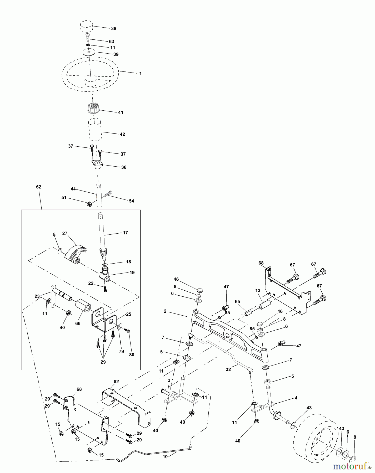 Husqvarna Rasen und Garten Traktoren CTH 150 (954140101A) - Husqvarna Lawn Tractor (1999-10 & After) Steering Assembly