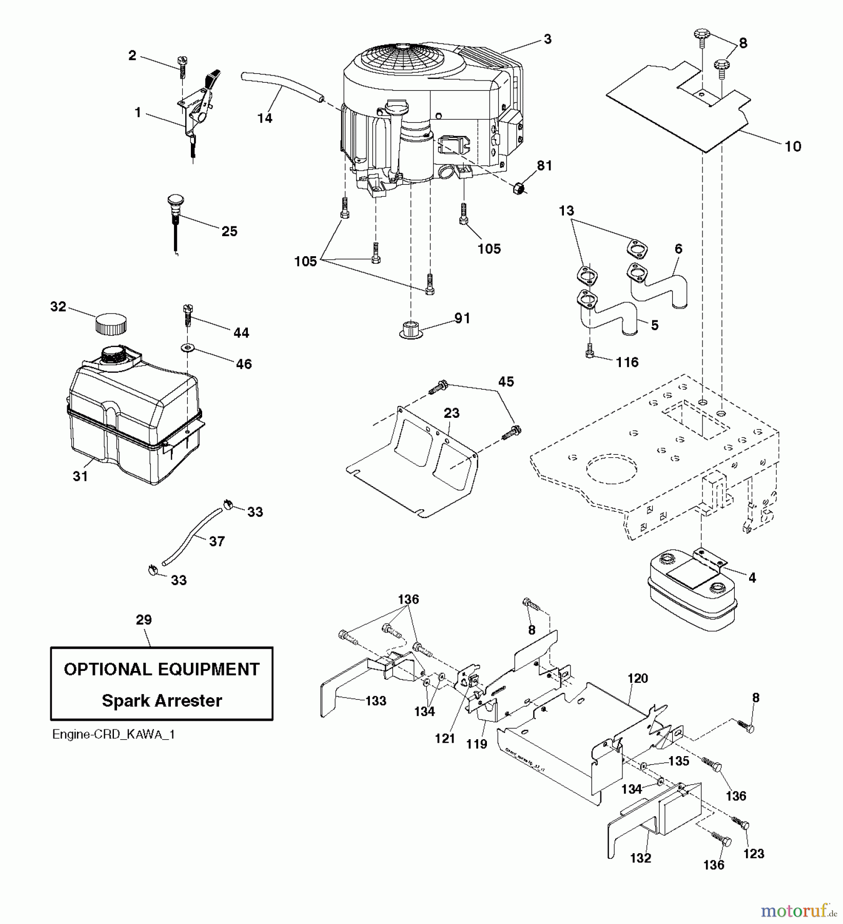 Husqvarna Rasen und Garten Traktoren CTH 151T (96061034300) - Husqvarna Lawn Tractor (2012-08 & After) ENGINE
