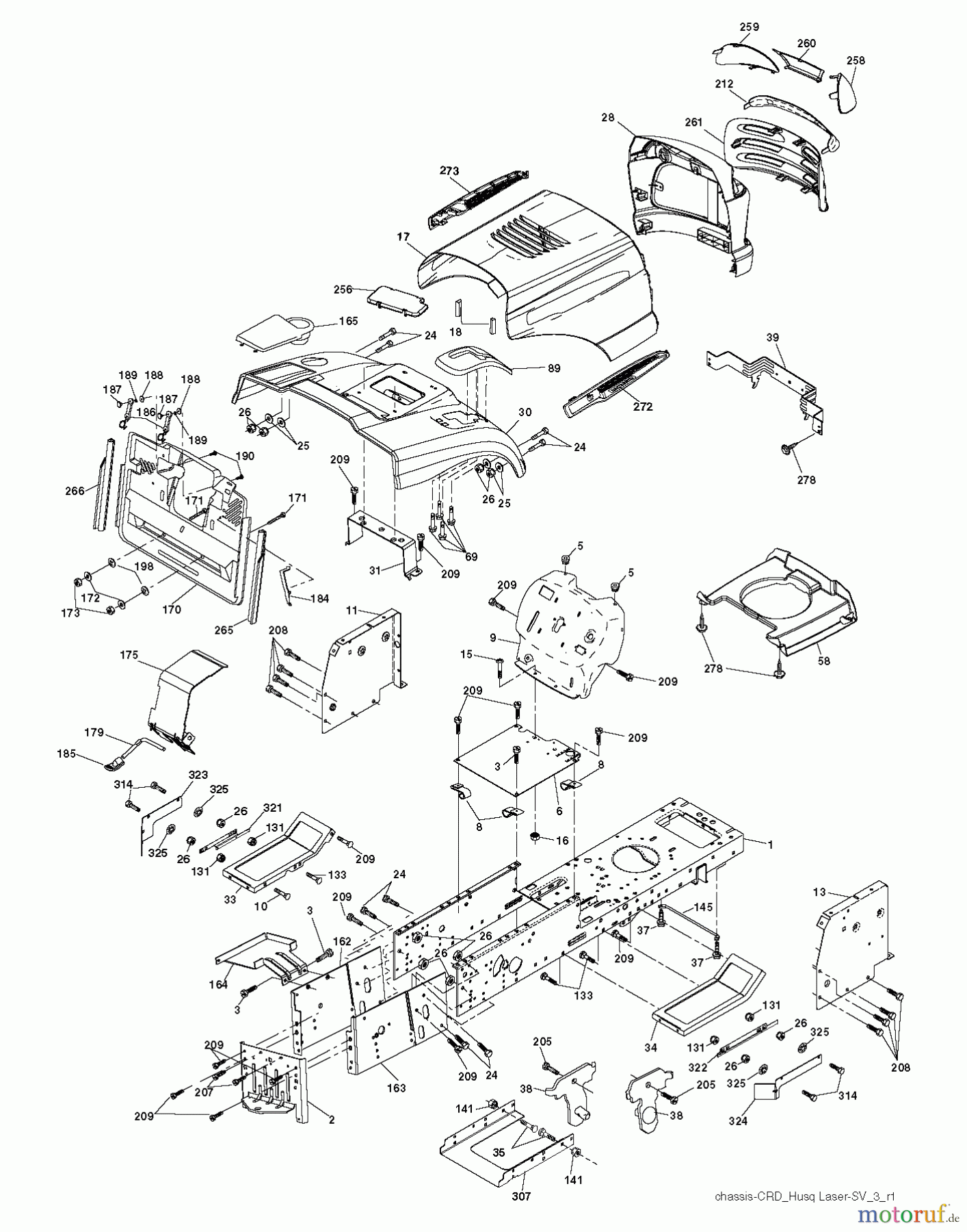 Husqvarna Rasen und Garten Traktoren CTH 151T (96061034301) - Husqvarna Lawn Tractor (2013-08) CHASSIS ENCLOSURES