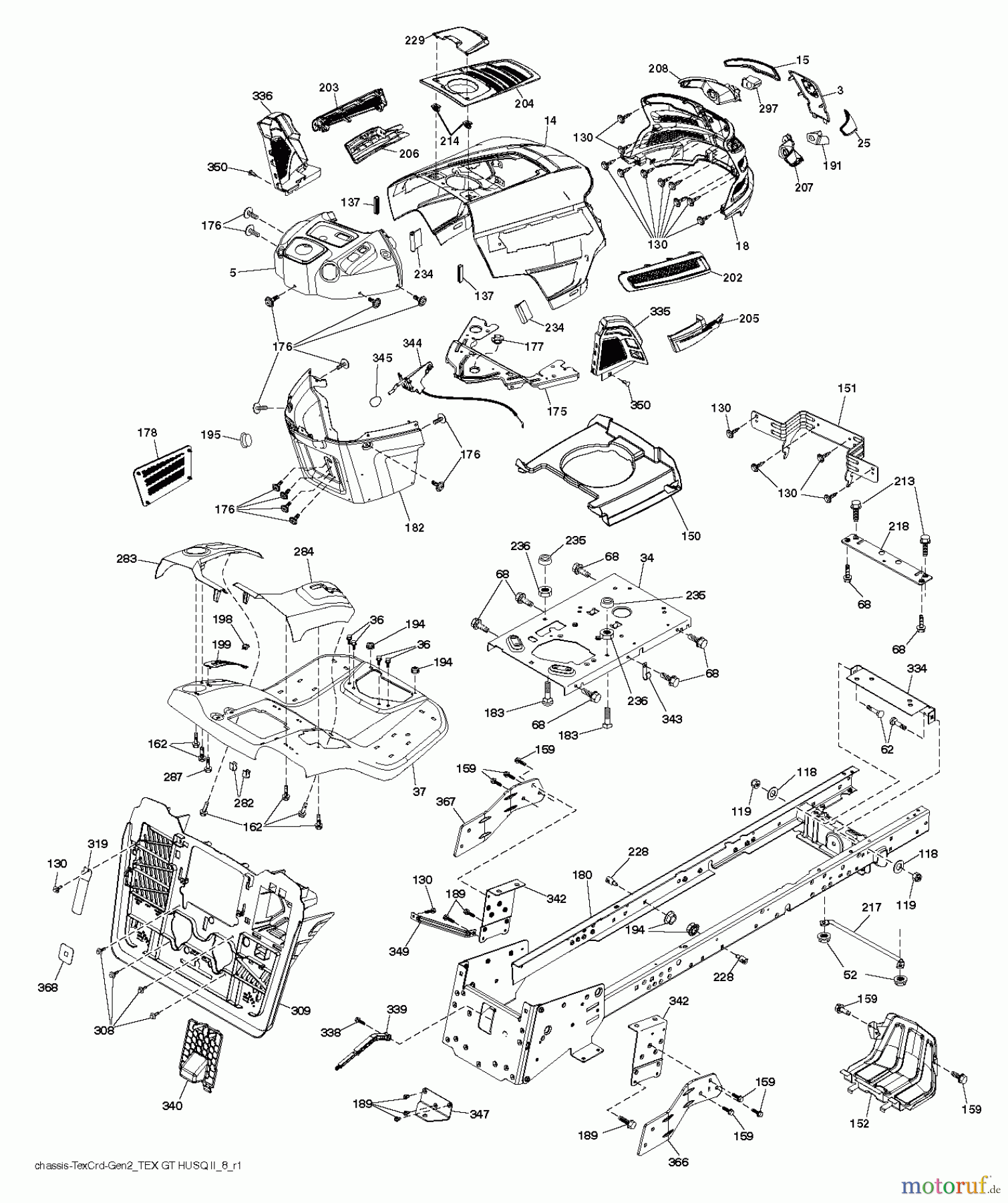 Husqvarna Rasen und Garten Traktoren CTH 164T (96051007400) - Husqvarna Lawn Tractor (2012-11 & After) CHASSIS / FRAME