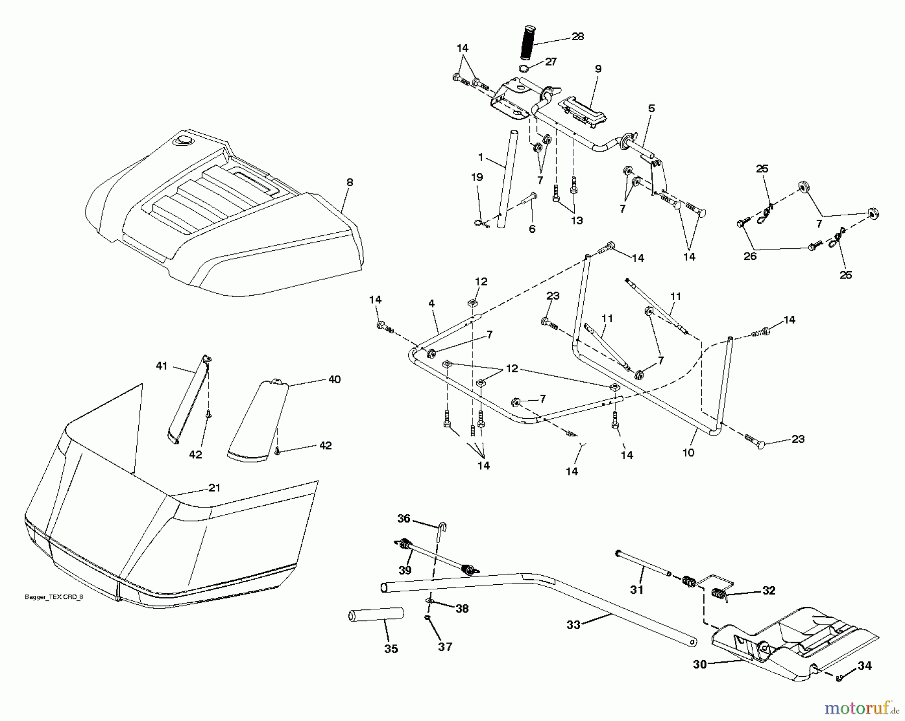 Husqvarna Rasen und Garten Traktoren CTH 173 (96051001601) - Husqvarna Lawn Tractor (2011-01 & After) BAGGER