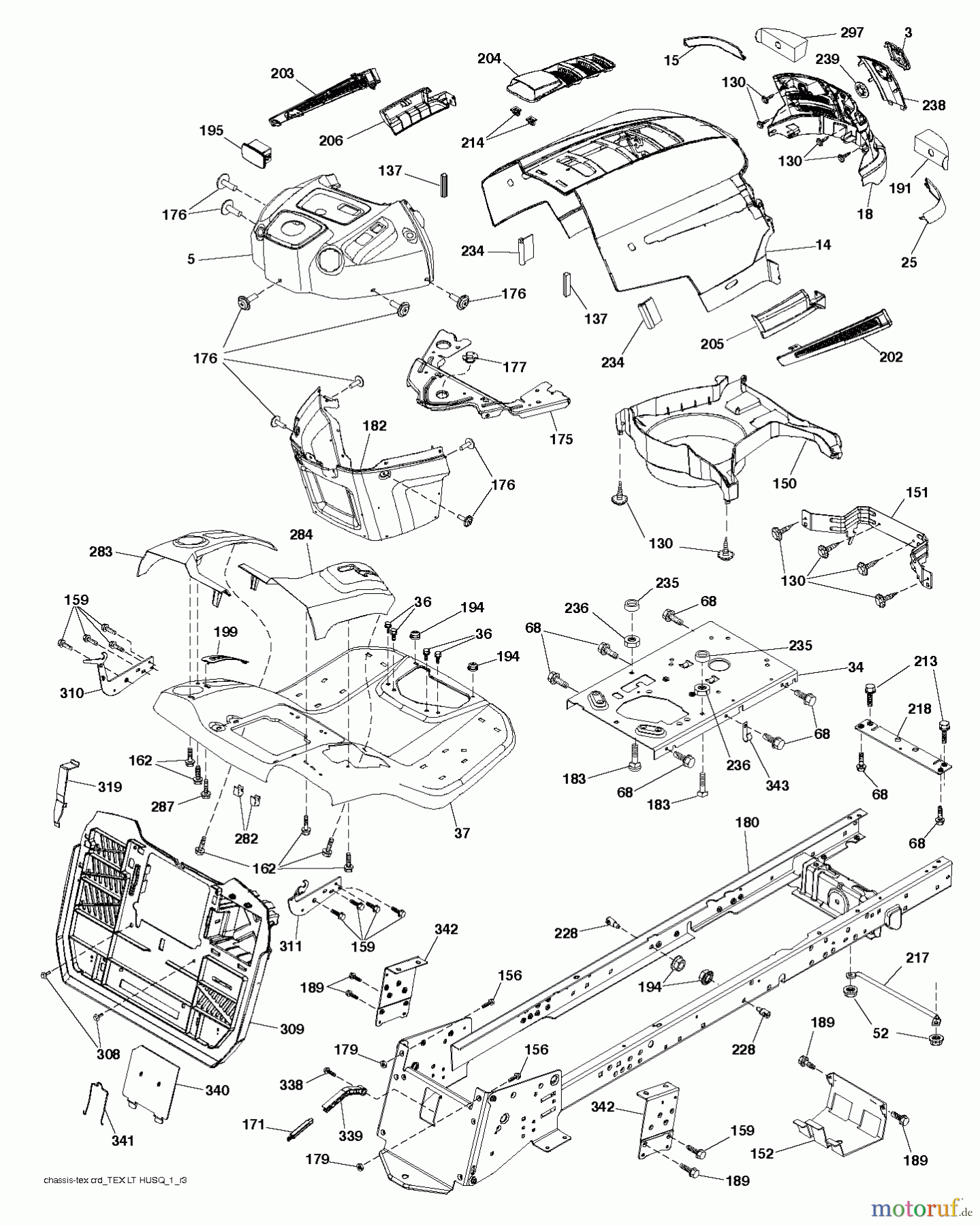 Husqvarna Rasen und Garten Traktoren CTH 174 (96051002700) - Husqvarna Lawn Tractor (2011-12 & After) CHASSIS ENCLOSURES