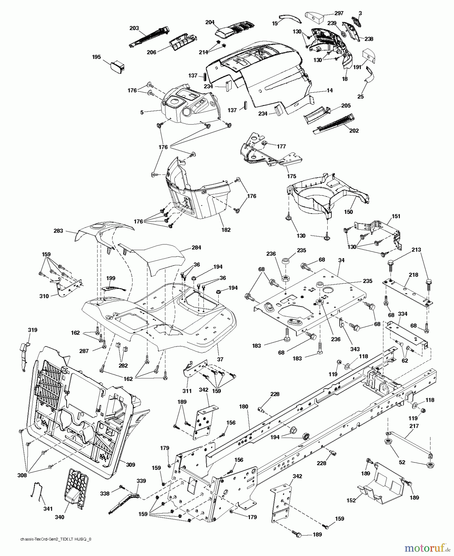 Husqvarna Rasen und Garten Traktoren CTH 174 (96051002801) - Husqvarna Lawn Tractor (2012-06 & After) CHASSIS ENCLOSURES