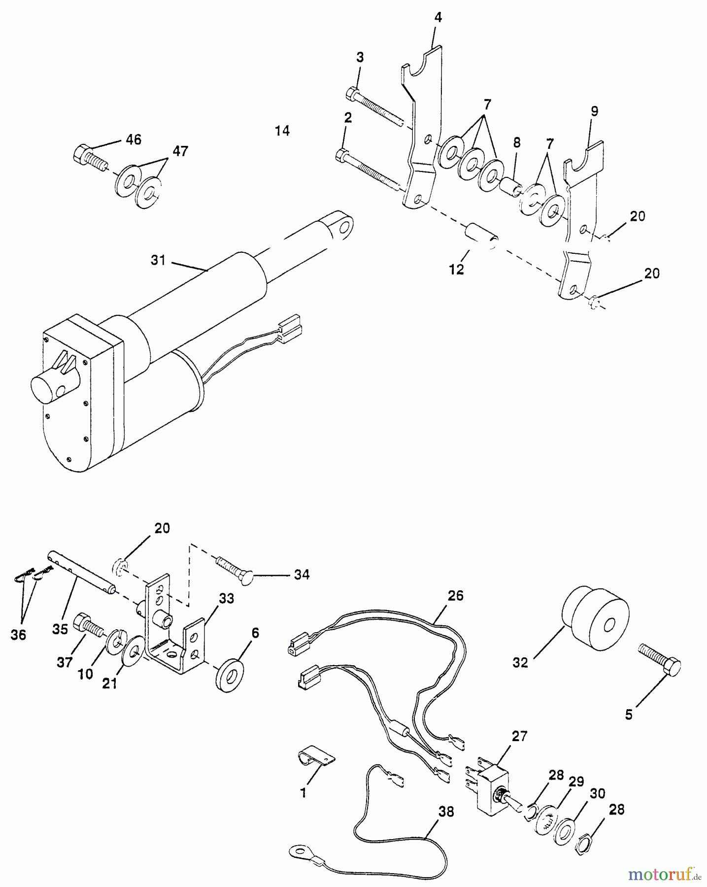 Husqvarna Zubehör, Rasenmäher / Mäher EA 20A - Husqvarna Electric Lift Kit (1994-04 & After) Electric Actuator - Gear Drive, Horizontal Engine Type Tractor