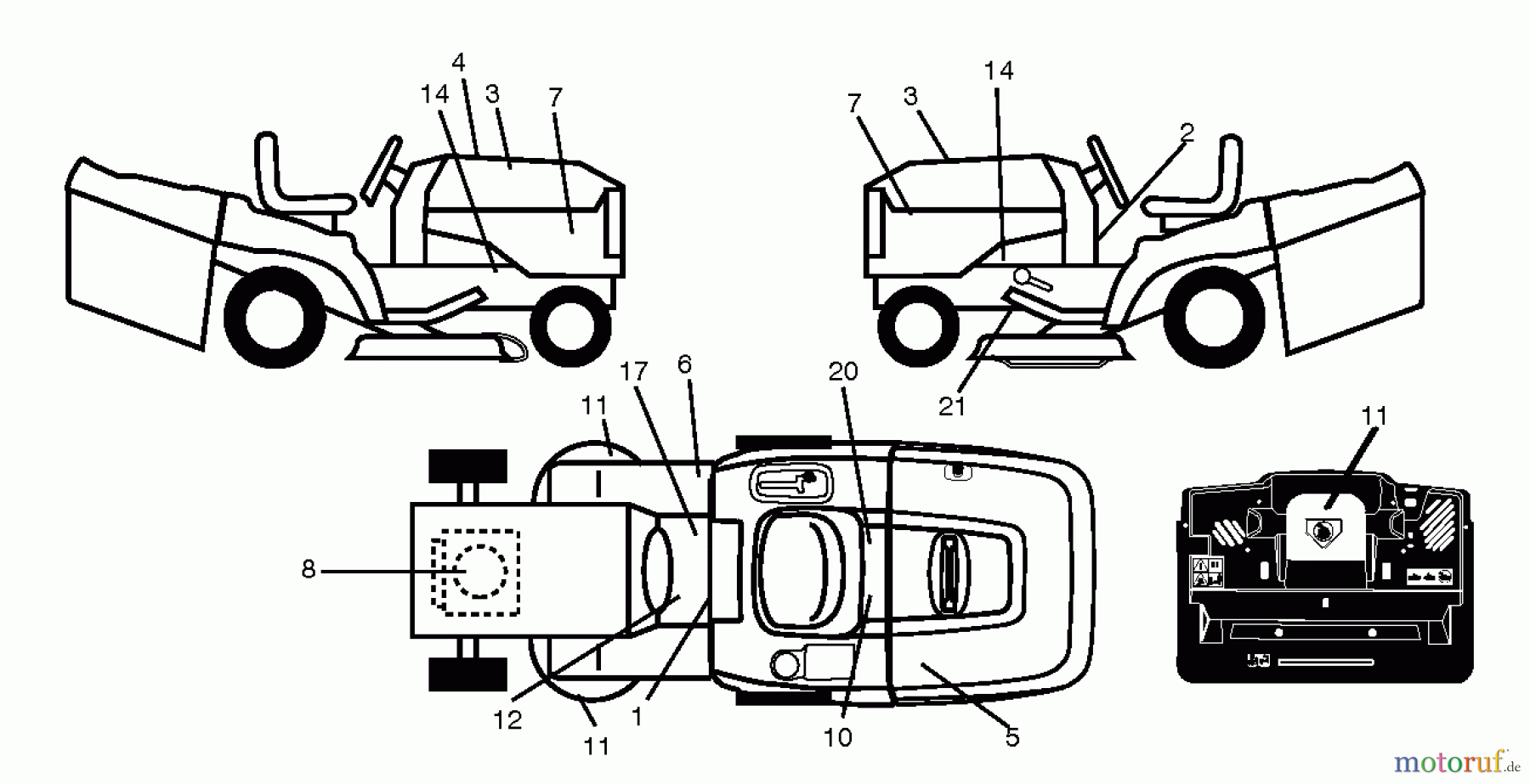 Husqvarna Rasen und Garten Traktoren CTH 182T (96061031800) - Husqvarna Lawn Tractor (2010-11 & After) DECALS