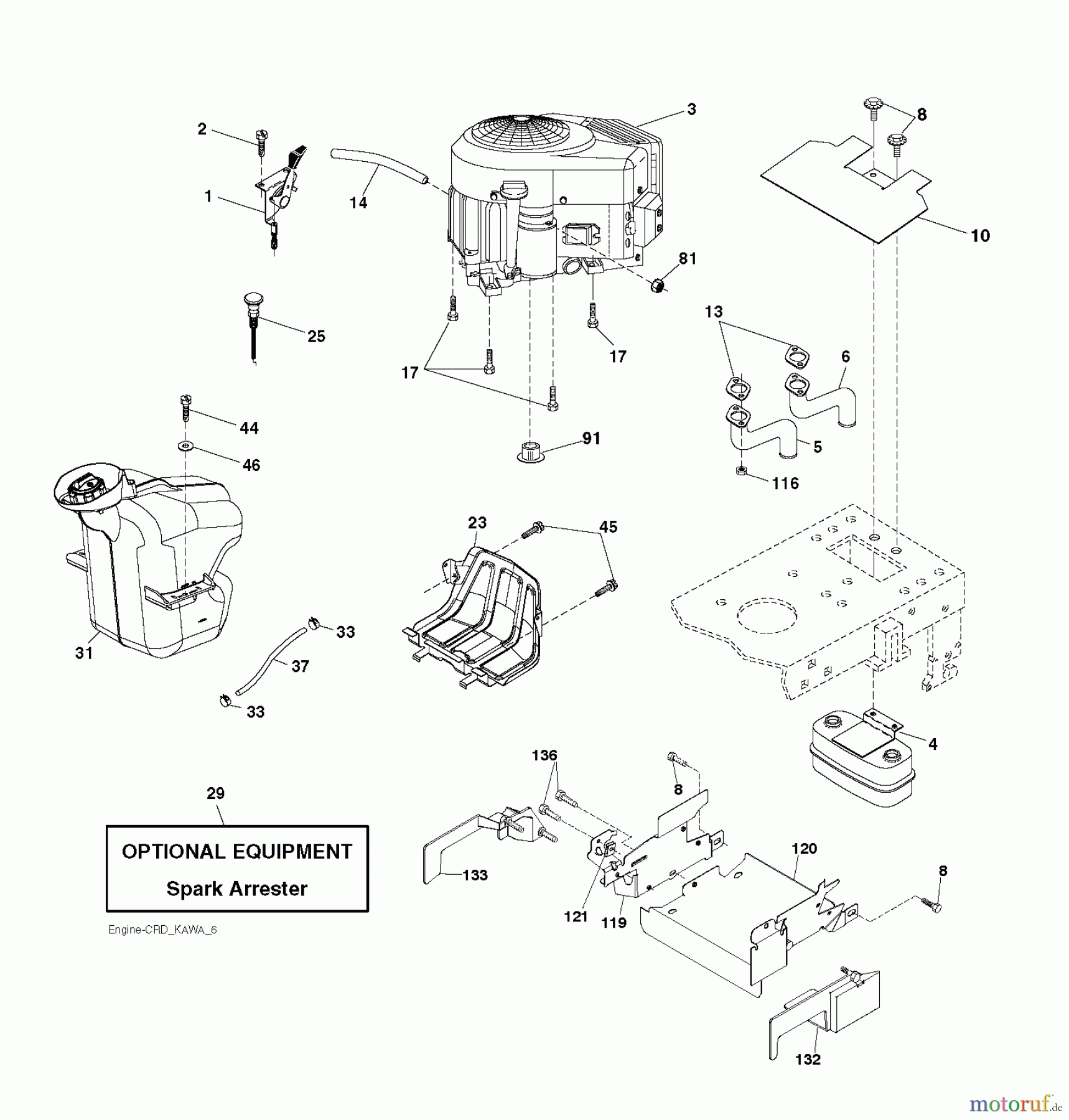 Husqvarna Rasen und Garten Traktoren CTH 182T (96061031800) - Husqvarna Lawn Tractor (2010-11 & After) ENGINE