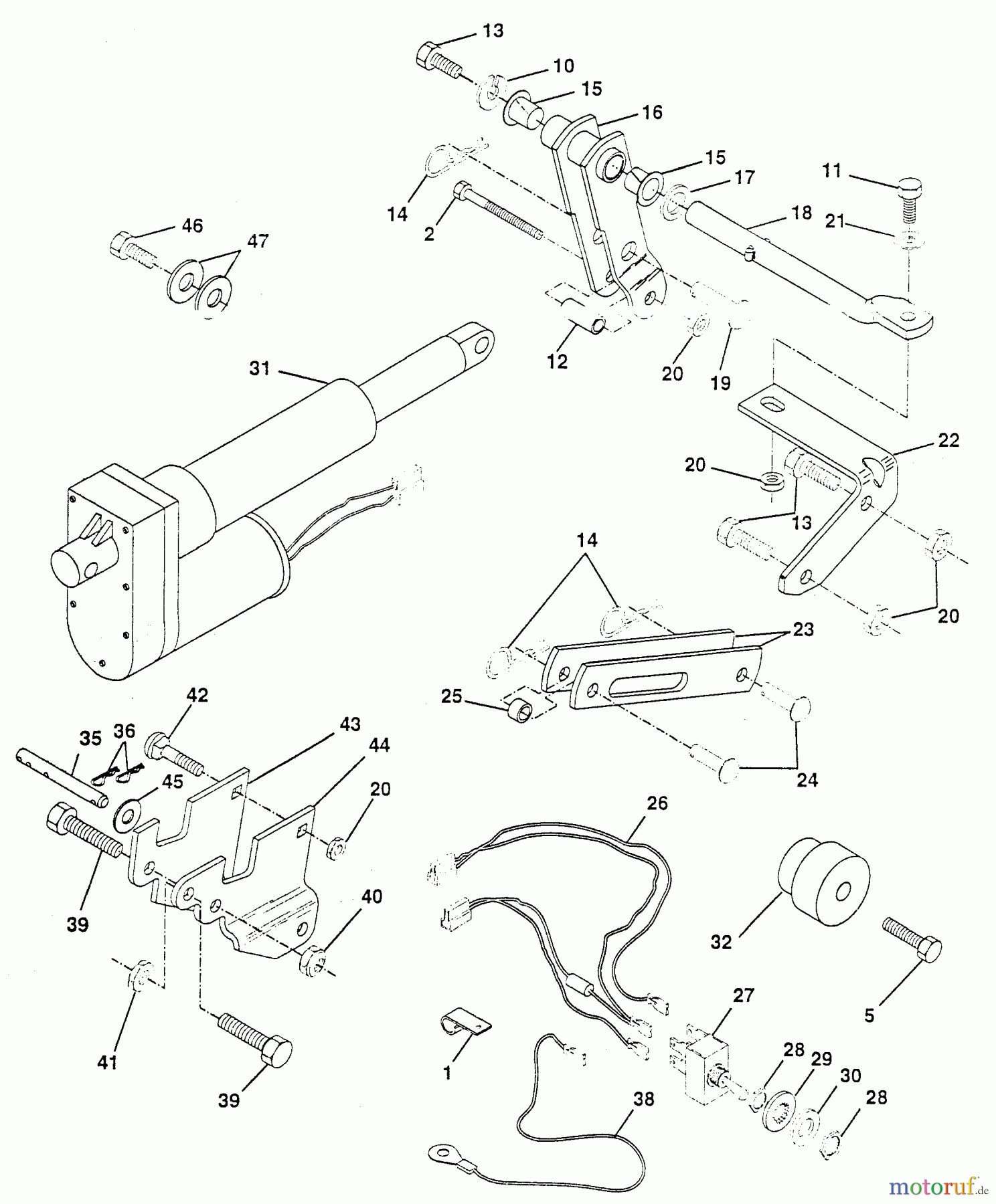  Husqvarna Zubehör, Rasenmäher / Mäher EA 20A - Husqvarna Electric Lift Kit (1994-04 & After) Electric Actuator - Hydrostatic Drive, Vertical Engine Type Tractor