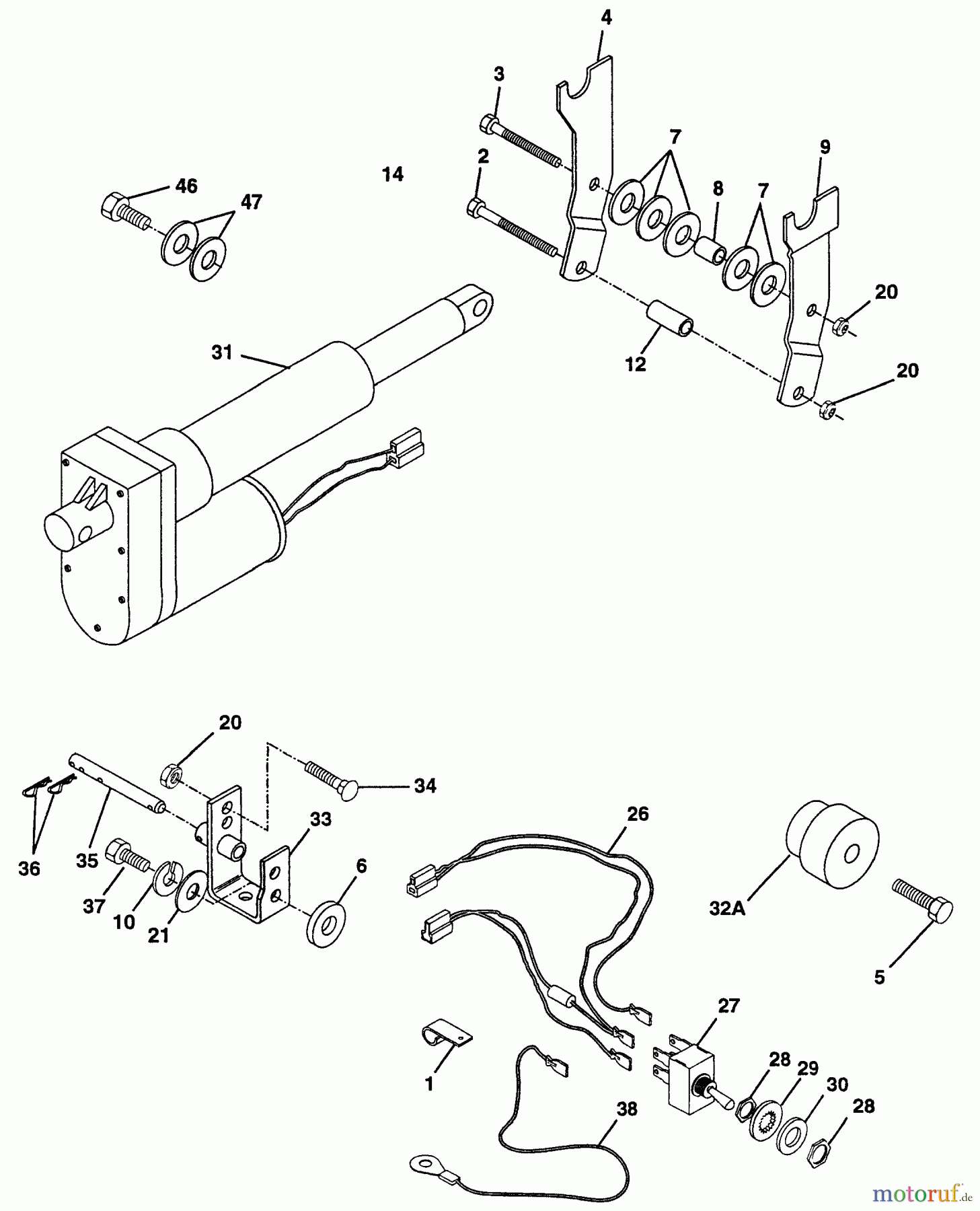 Husqvarna Zubehör, Rasenmäher / Mäher EA 20B - Husqvarna Electric Lift Kit (1998-04 & After) Gear Drive, Horizontal Engine Type Tractor