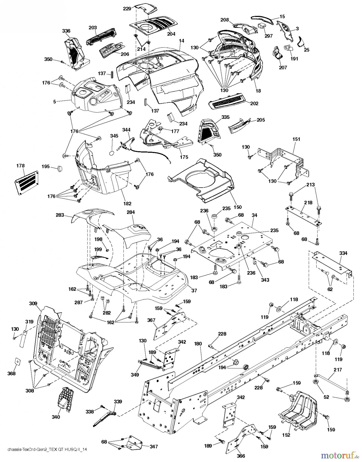  Husqvarna Rasen und Garten Traktoren CTH 184T (96051010800) - Husqvarna Lawn Tractor (2013-06) CHASSIS ENCLOSURES