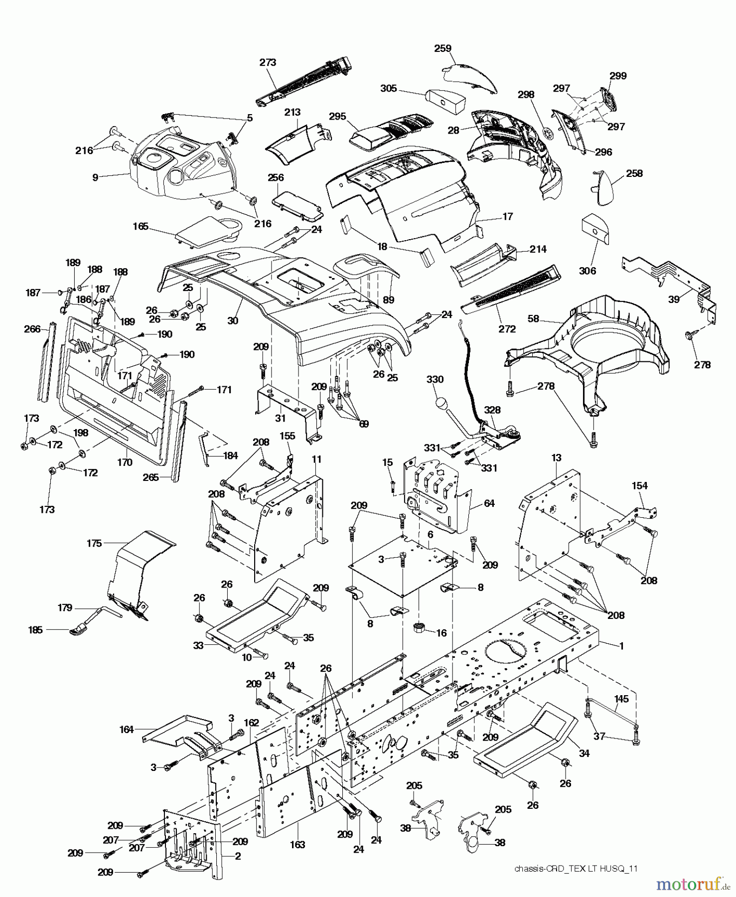 Husqvarna Rasen und Garten Traktoren CTH 192 (96061030900) - Husqvarna Lawn Tractor (2010-12 & After) CHASSIS ENCLOSURES