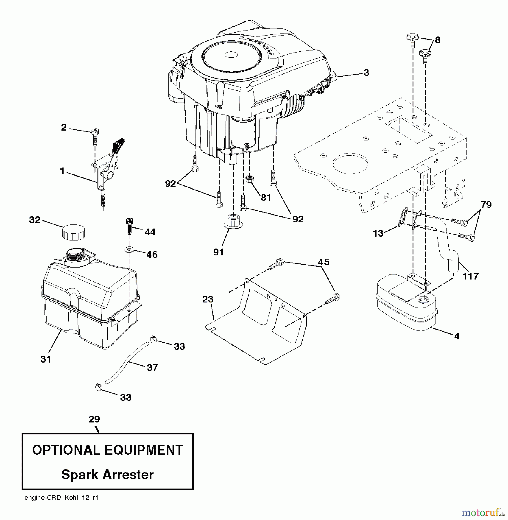 Husqvarna Rasen und Garten Traktoren CTH 192 (96061030900) - Husqvarna Lawn Tractor (2010-12 & After) ENGINE