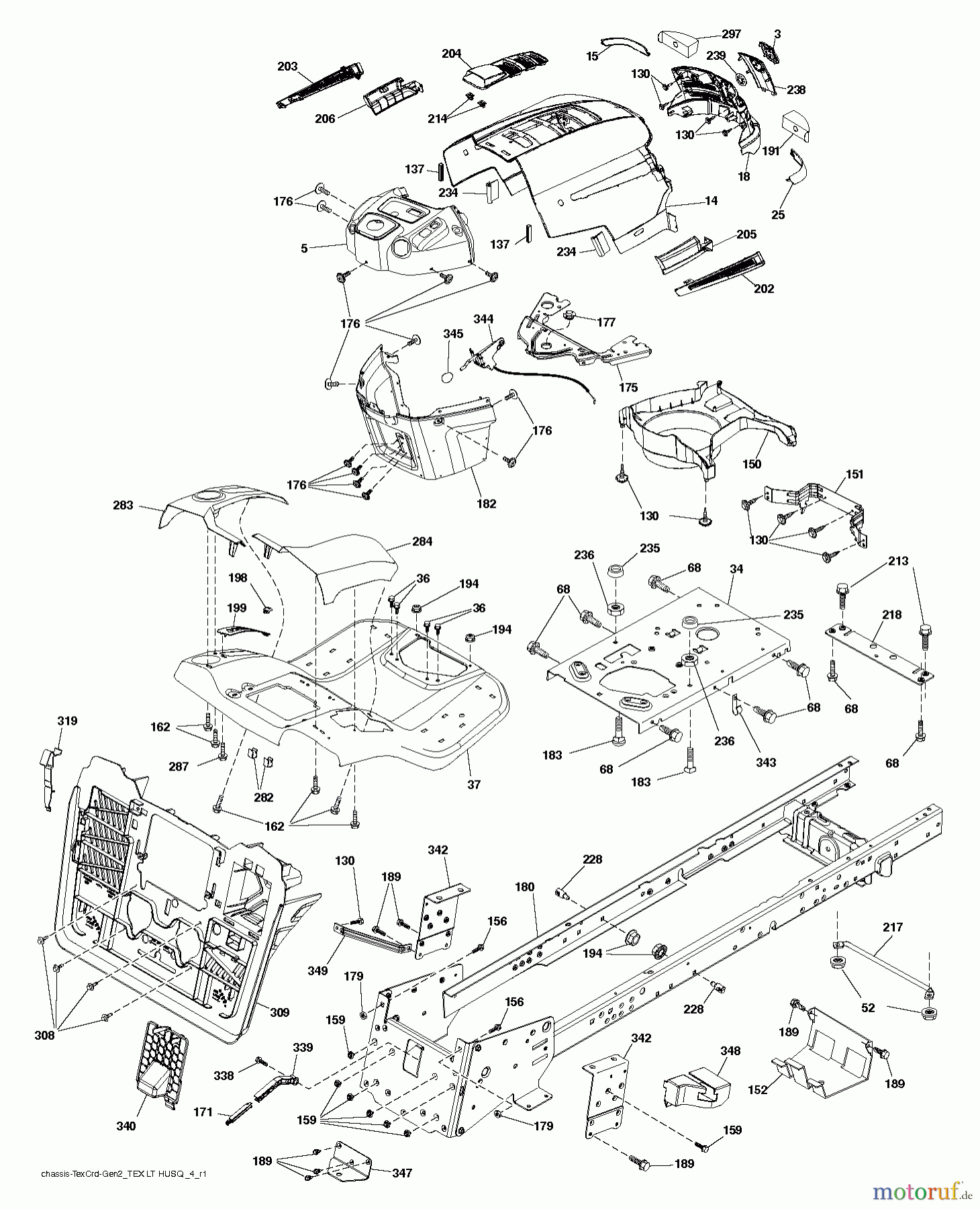 Husqvarna Rasen und Garten Traktoren CTH 194 (96051002900) - Husqvarna Lawn Tractor (2011-12 & After) CHASSIS ENCLOSURES
