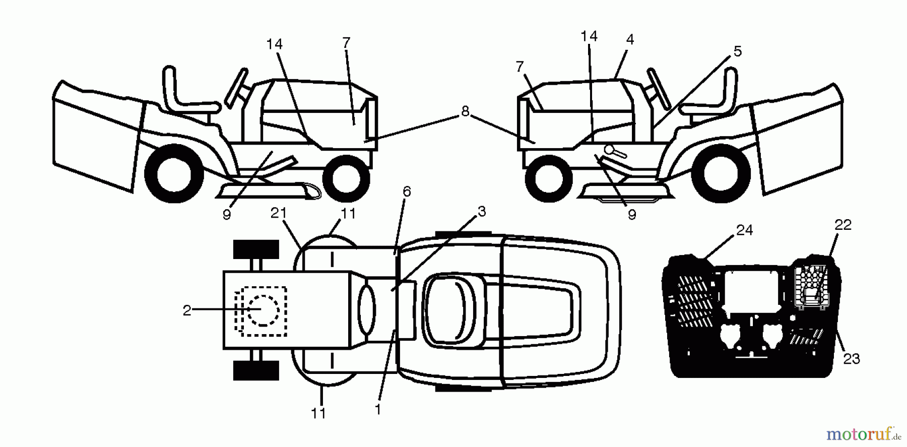 Husqvarna Rasen und Garten Traktoren CTH 194 (96051003001) - Husqvarna Lawn Tractor (2012-05 & After) DECALS