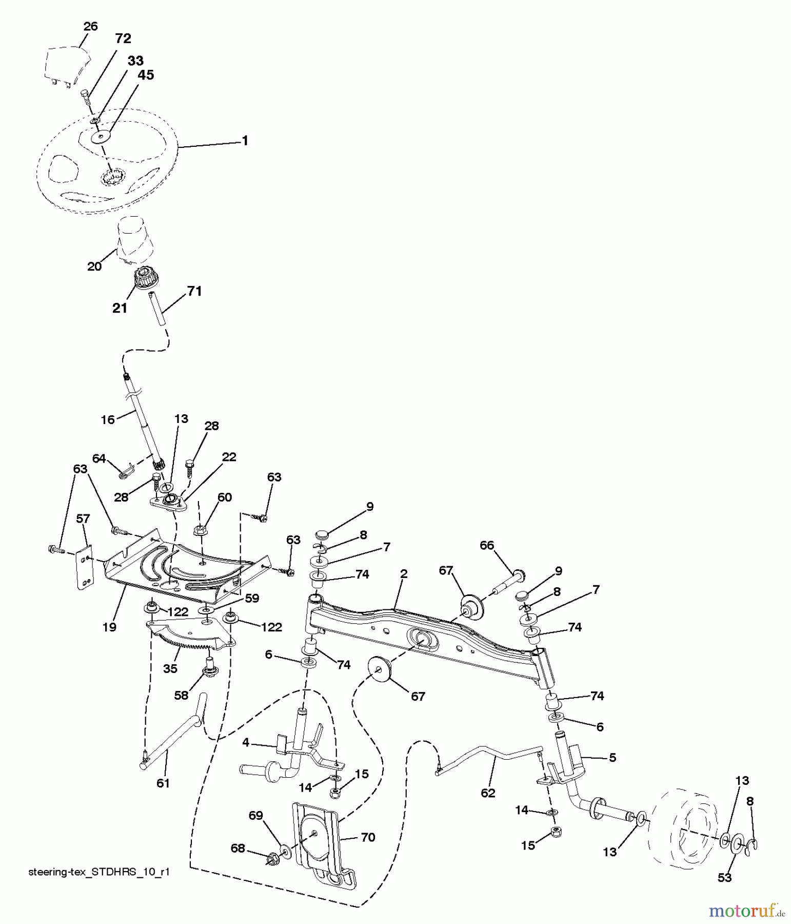 Husqvarna Rasen und Garten Traktoren CTH 19530 (96051011900) - Husqvarna Lawn Tractor (2013-05) STEERING