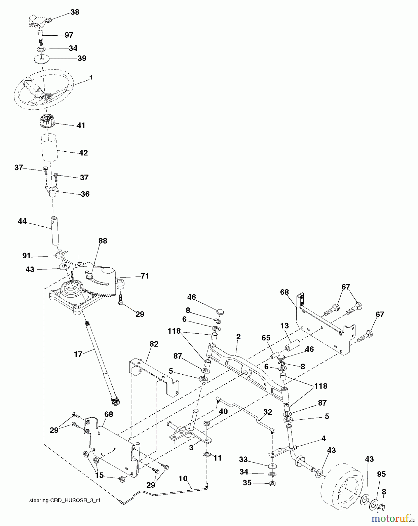 Husqvarna Rasen und Garten Traktoren CTH 2038 (96061030402) - Husqvarna Lawn Tractor (2011-02 & After) STEERING