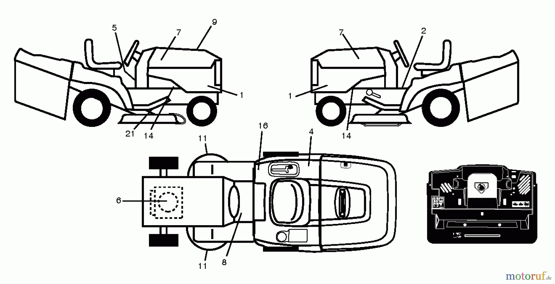 Husqvarna Rasen und Garten Traktoren CTH 2138R (96051005601) - Husqvarna Lawn Tractor (2013-01 & After) DECALS