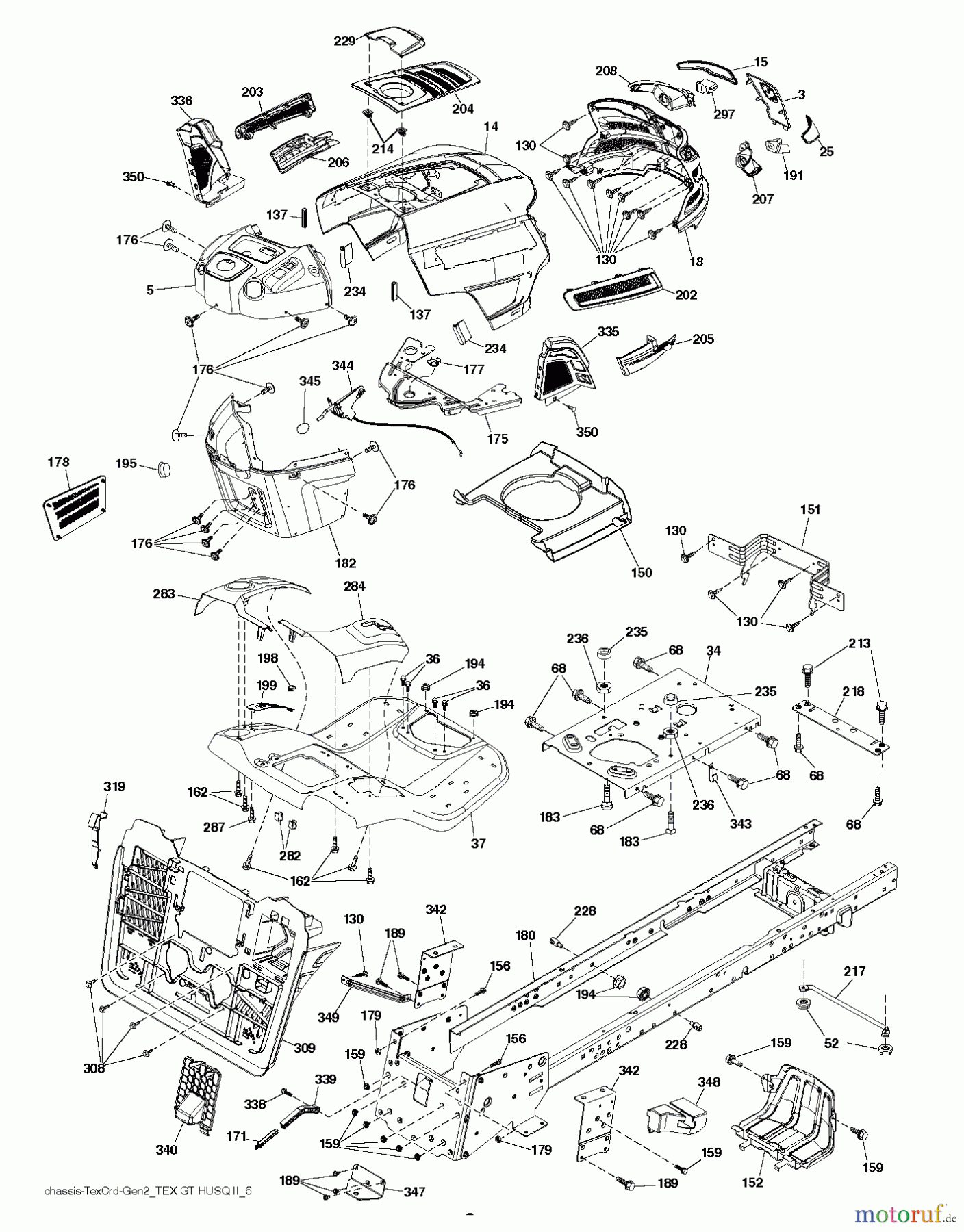 Husqvarna Rasen und Garten Traktoren CTH 224T (96051003500) - Husqvarna Lawn Tractor (2012-02 & After) CHASSIS ENCLOSURES