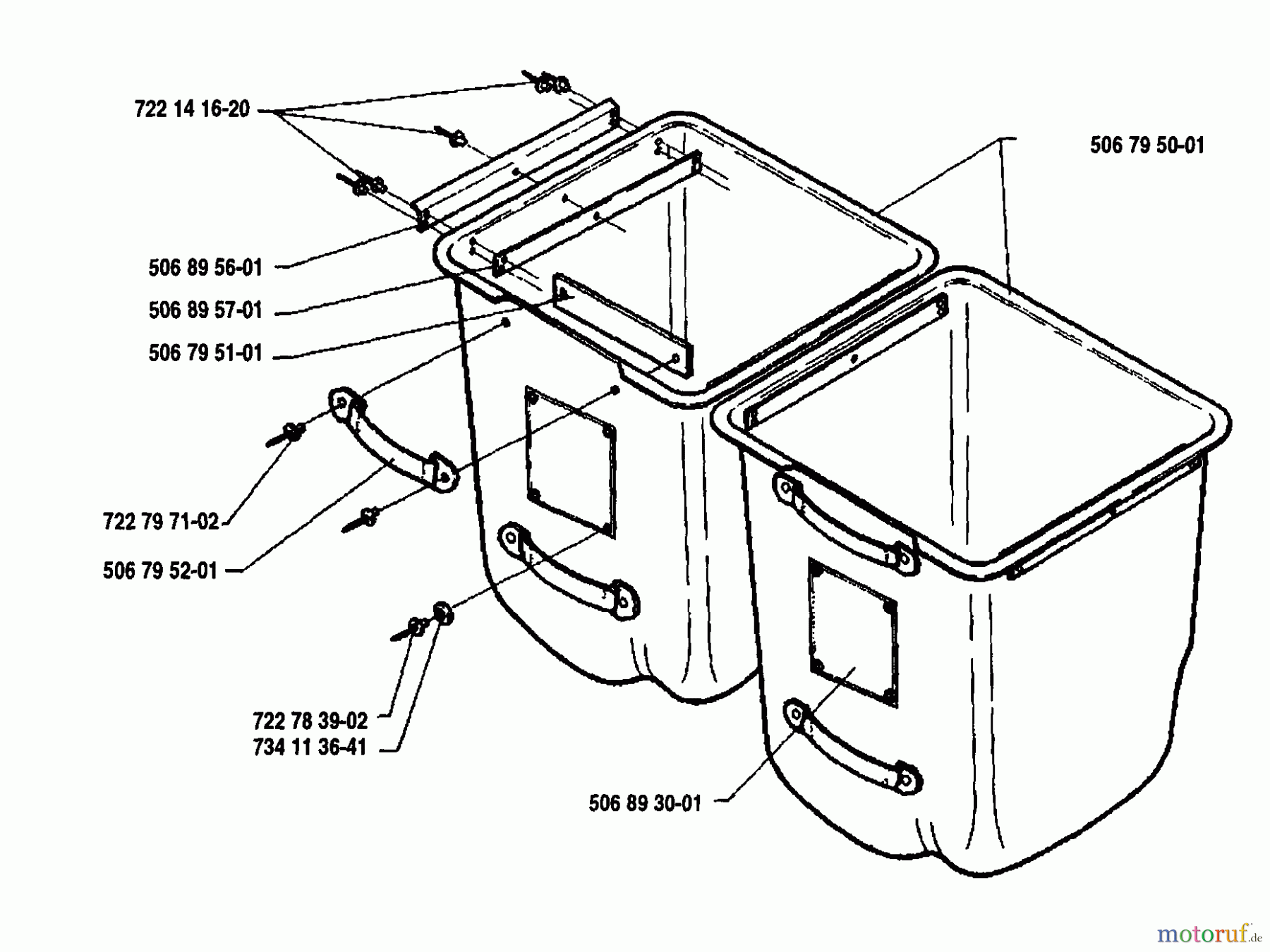 Husqvarna Zubehör, Rasenmäher / Mäher GC 970 - Husqvarna Grass Catcher (1991-12 & After) Container