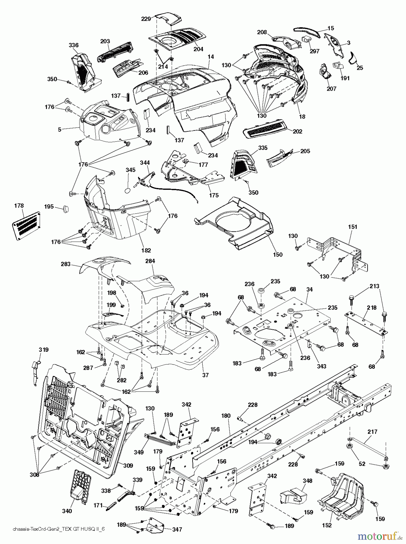 Husqvarna Rasen und Garten Traktoren CTH 184T (96051003400) - Husqvarna Lawn Tractor (2012-01 & After) CHASSIS / FRAME