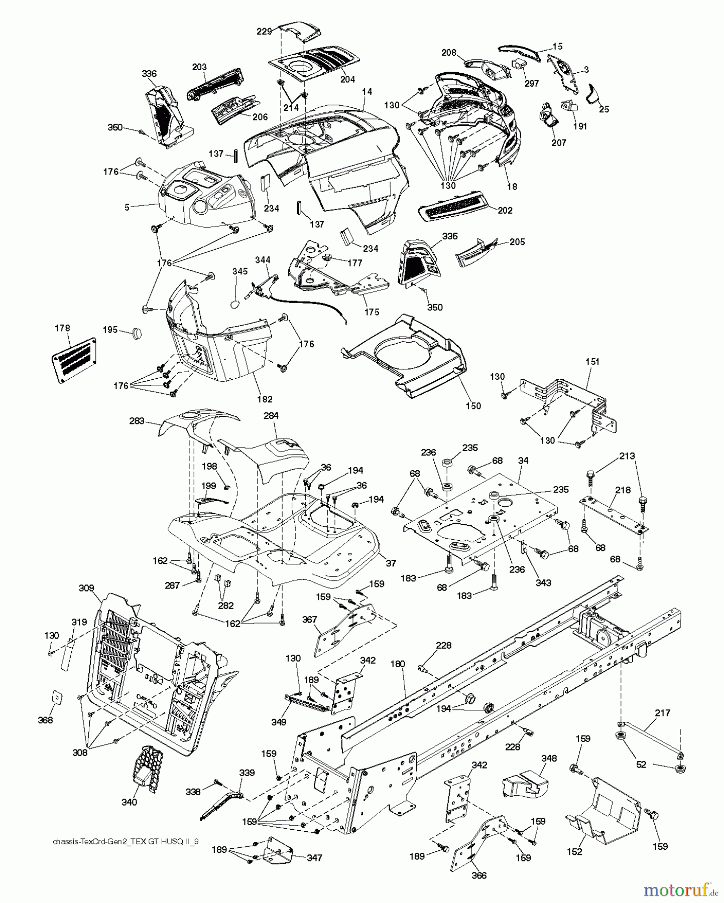 Husqvarna Rasen und Garten Traktoren CTH 184T (96051007600) - Husqvarna Lawn Tractor (2012-11 & After) CHASSIS ENCLOSURES