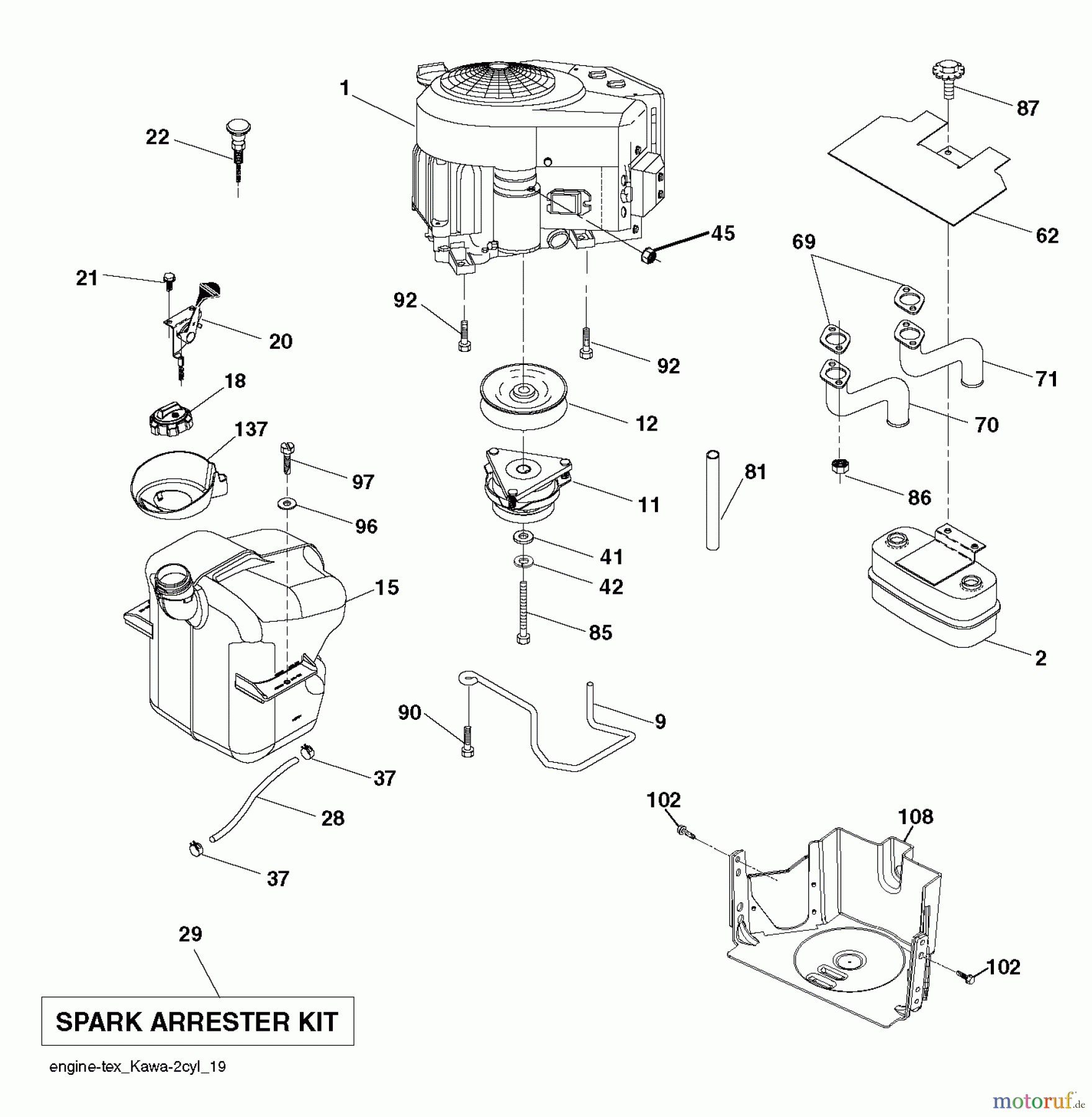 Husqvarna Rasen und Garten Traktoren CTH 224T (96051007900) - Husqvarna Lawn Tractor (2012-11 & After) ENGINE