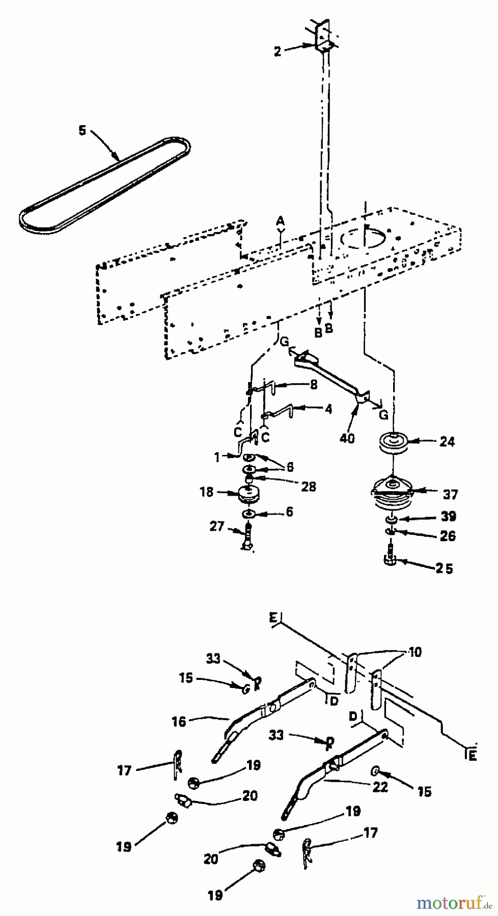 Husqvarna Rasen und Garten Traktoren GT 160 (H1644C) - Husqvarna Garden Tractor (1991-08 & After) Drive Clutch And Lift Group