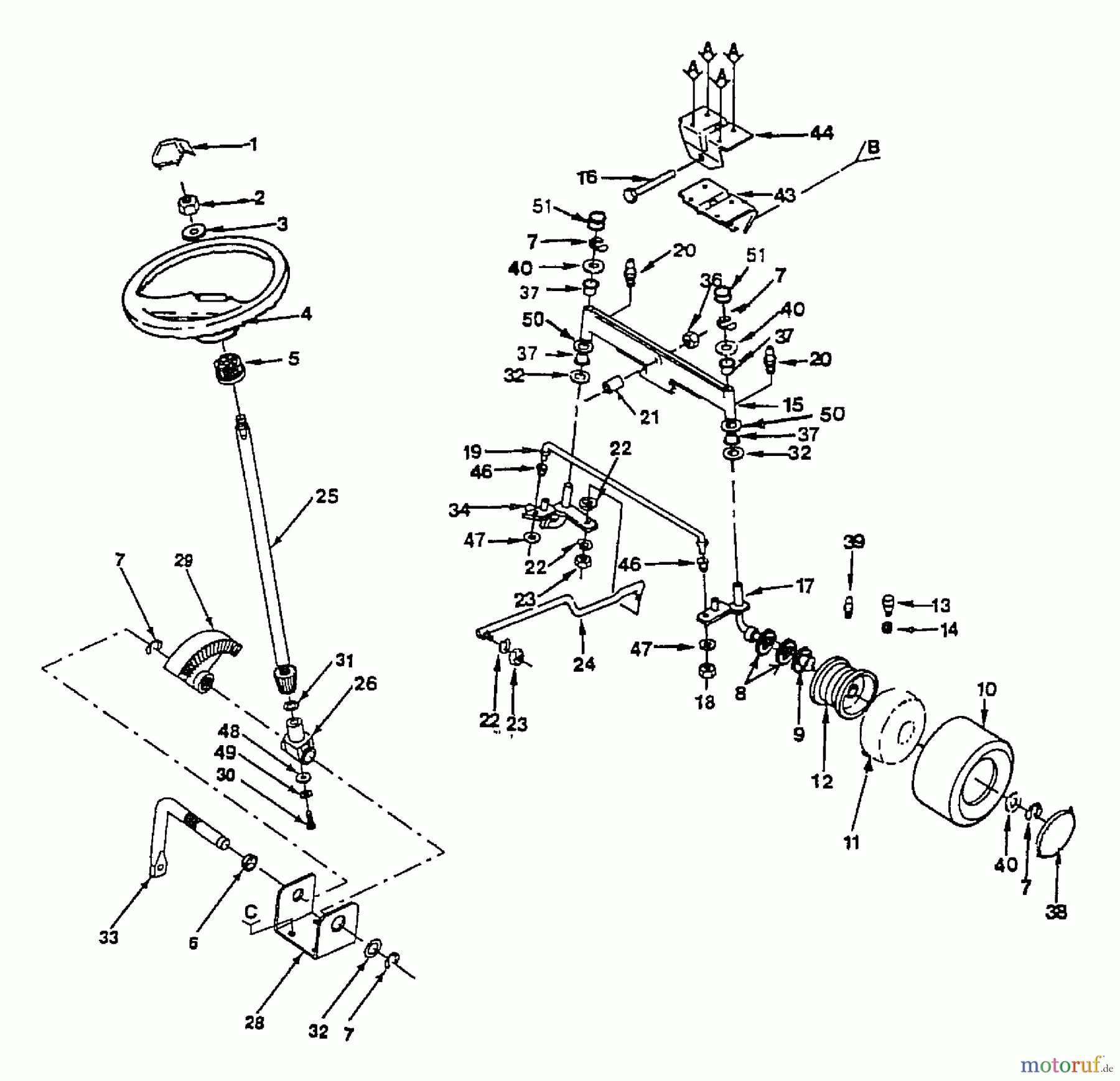 Husqvarna Rasen und Garten Traktoren GT 160 (H1644C) - Husqvarna Garden Tractor (1991-08 & After) Steering, Front Axle And Wheels
