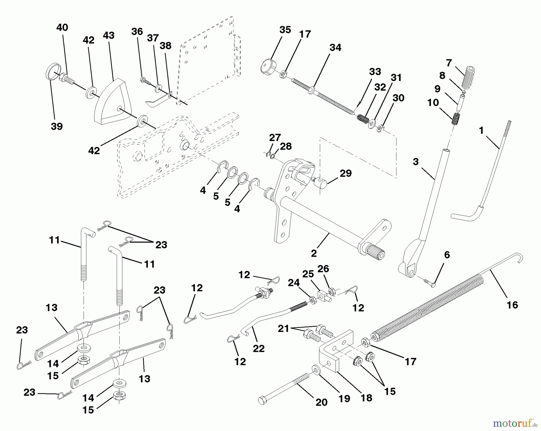Husqvarna Rasen und Garten Traktoren GT 200 (954001112A) - Husqvarna Garden Tractor (1994-07 & After) Mower Lift
