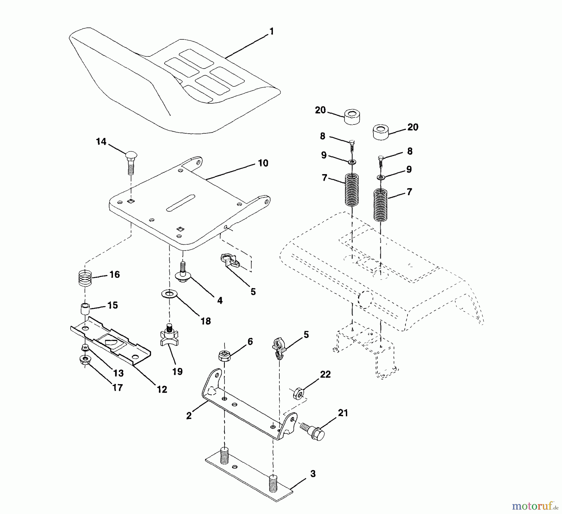 Husqvarna Rasen und Garten Traktoren GT 200 (954001112A) - Husqvarna Garden Tractor (1994-07 & After) Seat Assembly
