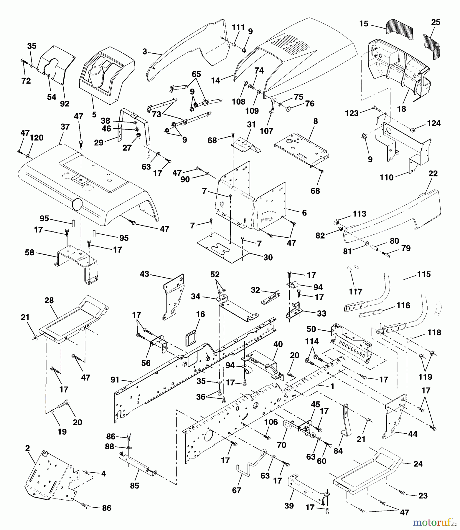 Husqvarna Rasen und Garten Traktoren GT 200 (954002012A) - Husqvarna Garden Tractor (1995-06 & After) Chassis And Enclosures