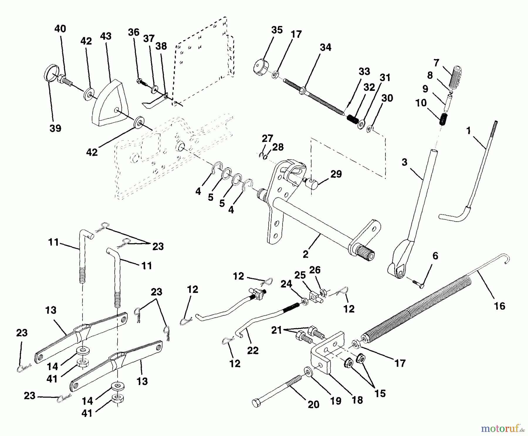 Husqvarna Rasen und Garten Traktoren GT 200 (954002012A) - Husqvarna Garden Tractor (1995-06 & After) Mower Lift
