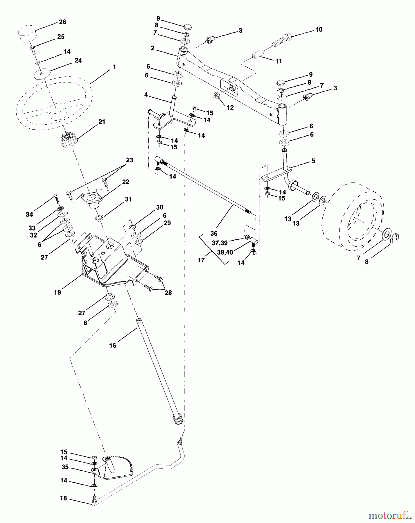 Husqvarna Rasen und Garten Traktoren GT 200 (954002012A) - Husqvarna Garden Tractor (1995-06 & After) Steering Assembly