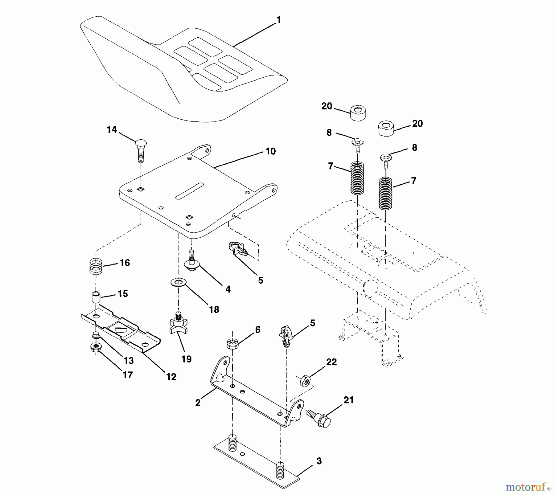 Husqvarna Rasen und Garten Traktoren GT 200 (954830156A) - Husqvarna Garden Tractor (1995-08 & After) Seat Assembly