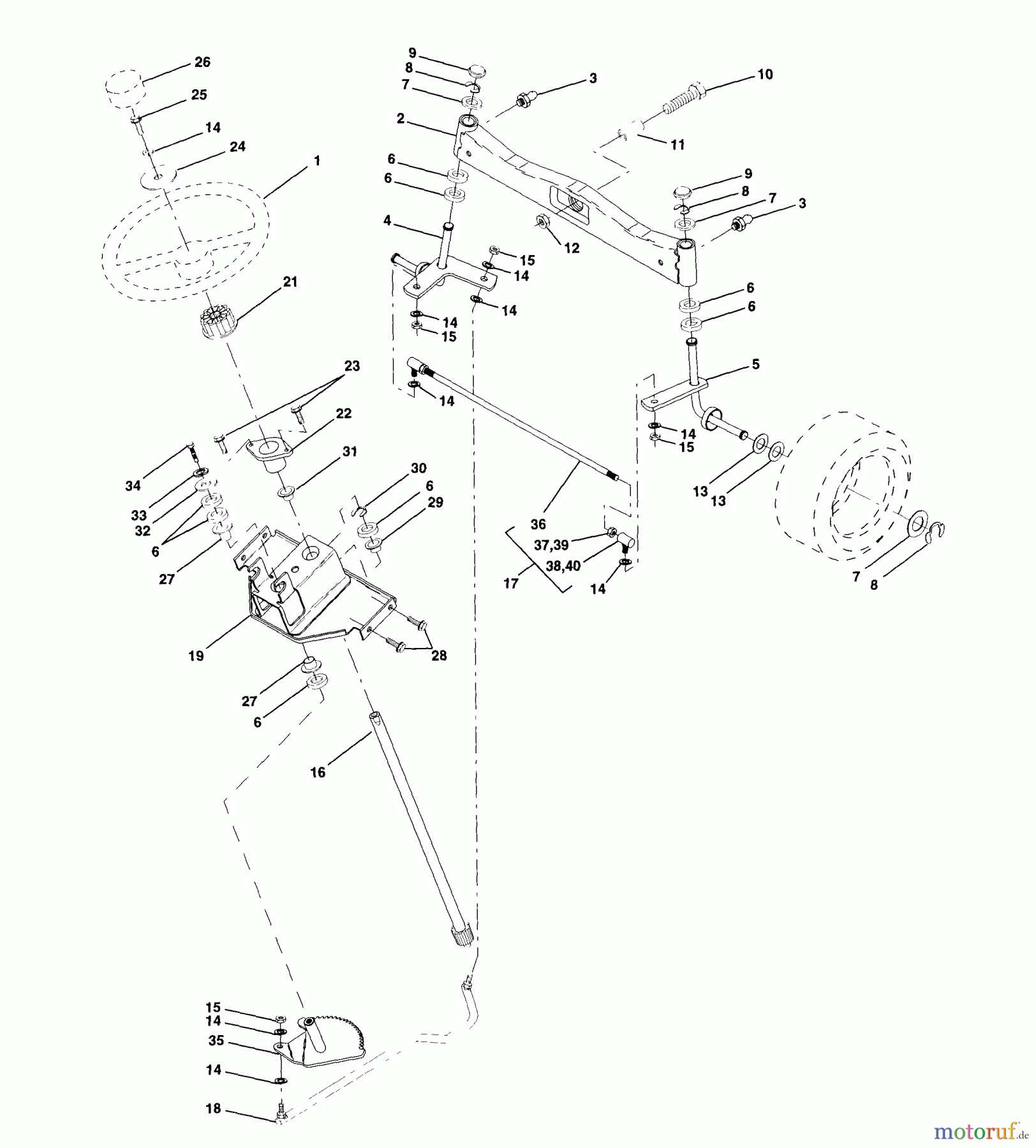 Husqvarna Rasen und Garten Traktoren GT 200 (954830156A) - Husqvarna Garden Tractor (1995-08 & After) Steering Assembly