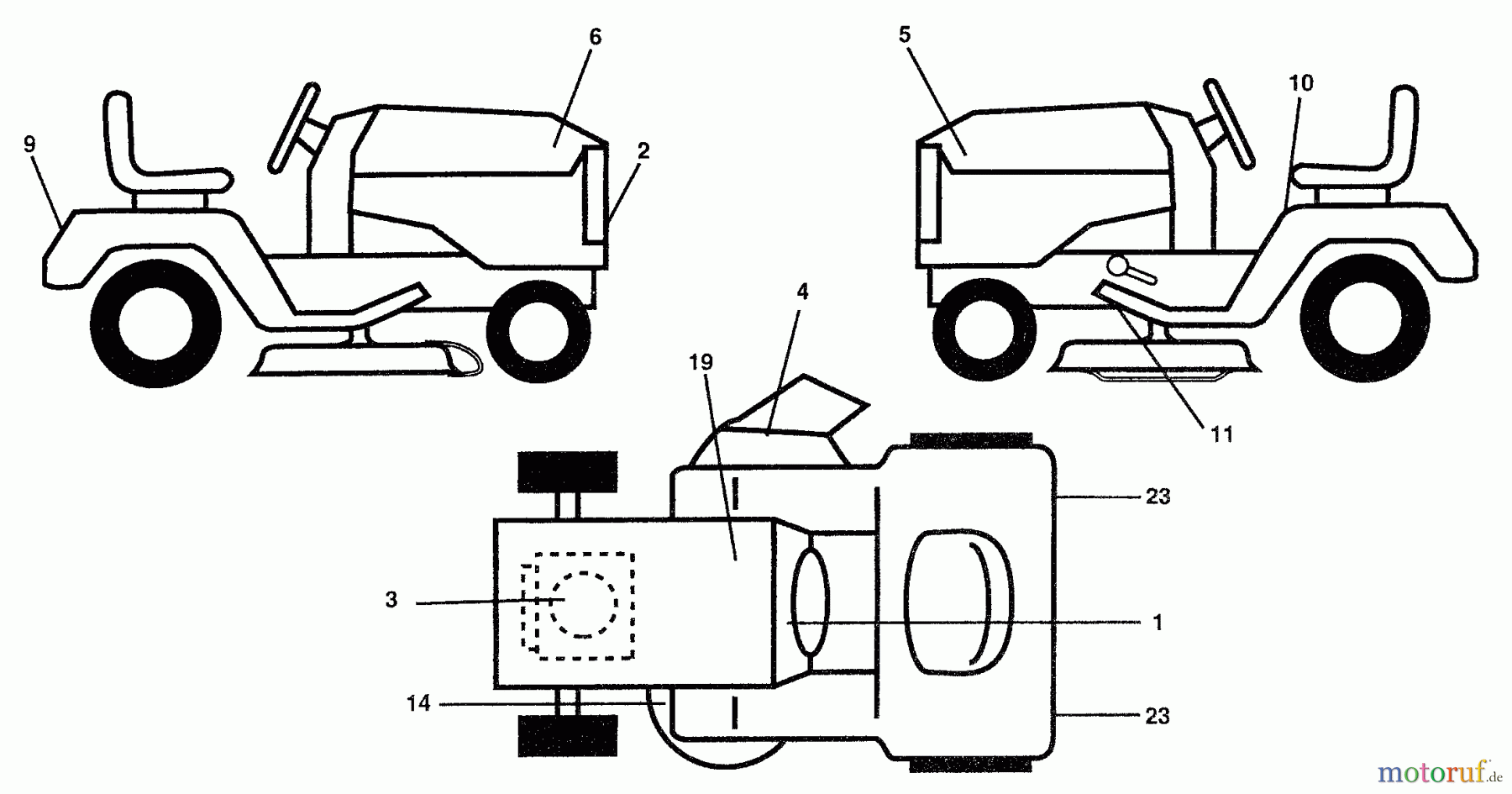 Husqvarna Rasen und Garten Traktoren GT 200 (954840001) (HCGTK200A) - Husqvarna Garden Tractor (1996-01 & After) Decals