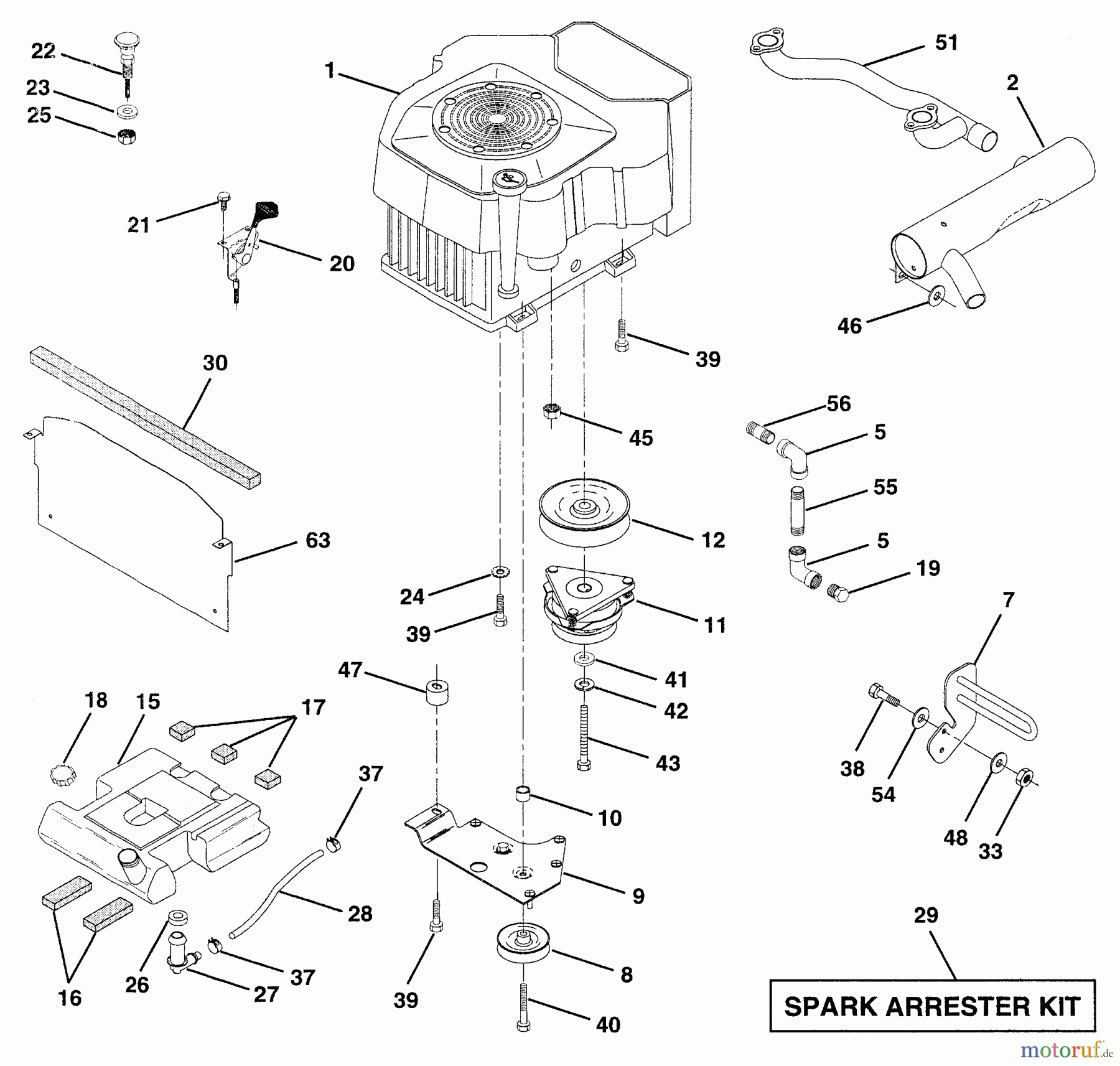 Husqvarna Rasen und Garten Traktoren GT 200 (954840001) (HCGTK200A) - Husqvarna Garden Tractor (1996-01 & After) Engine