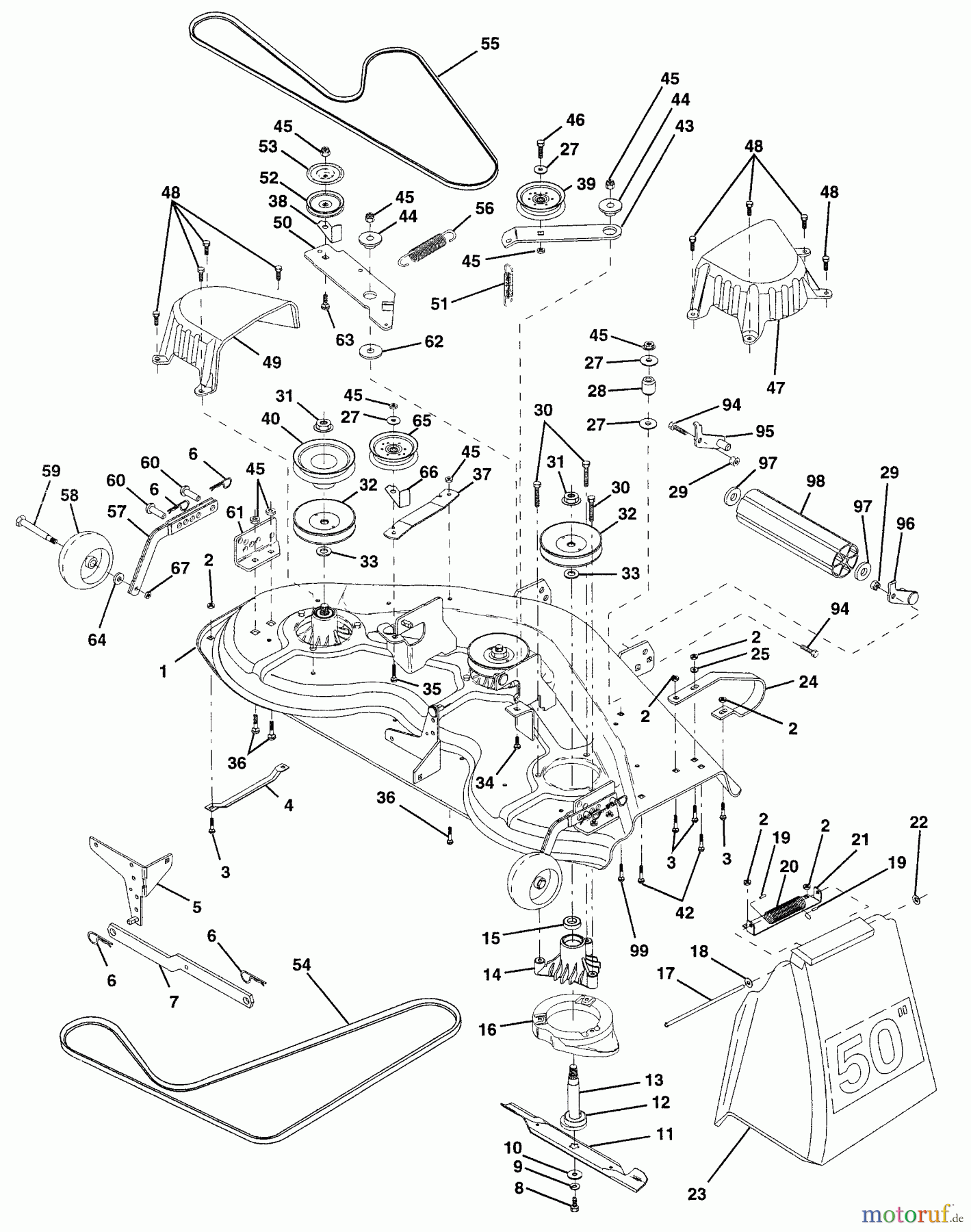 Husqvarna Rasen und Garten Traktoren GT 200 (954840001) (HCGTK200A) - Husqvarna Garden Tractor (1996-01 & After) Mower Deck