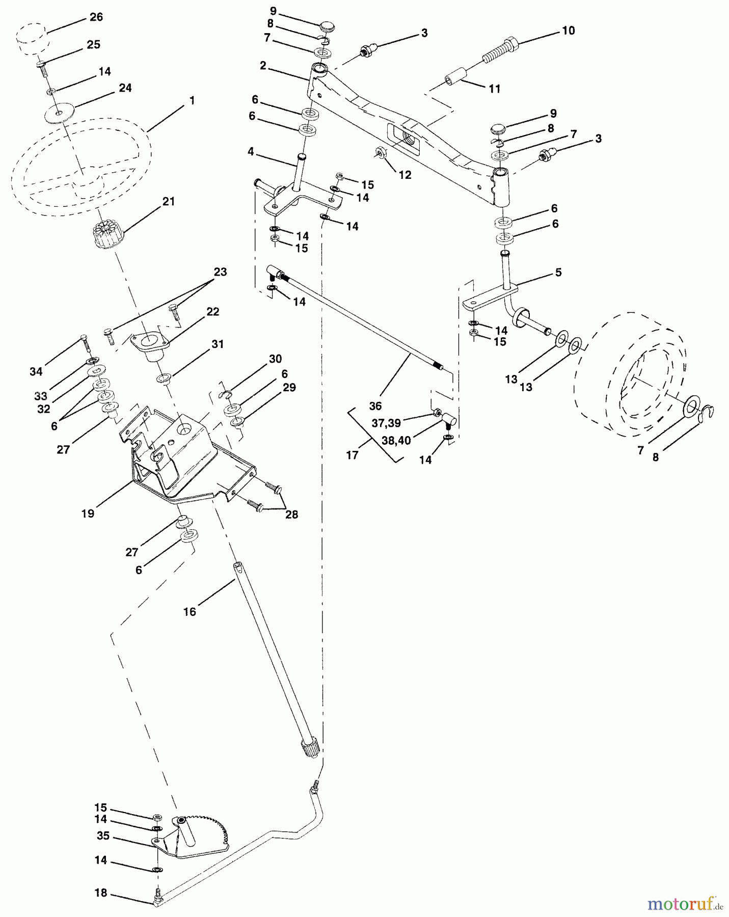 Husqvarna Rasen und Garten Traktoren GT 200 (954840001) (HCGTK200A) - Husqvarna Garden Tractor (1996-01 & After) Steering Assembly