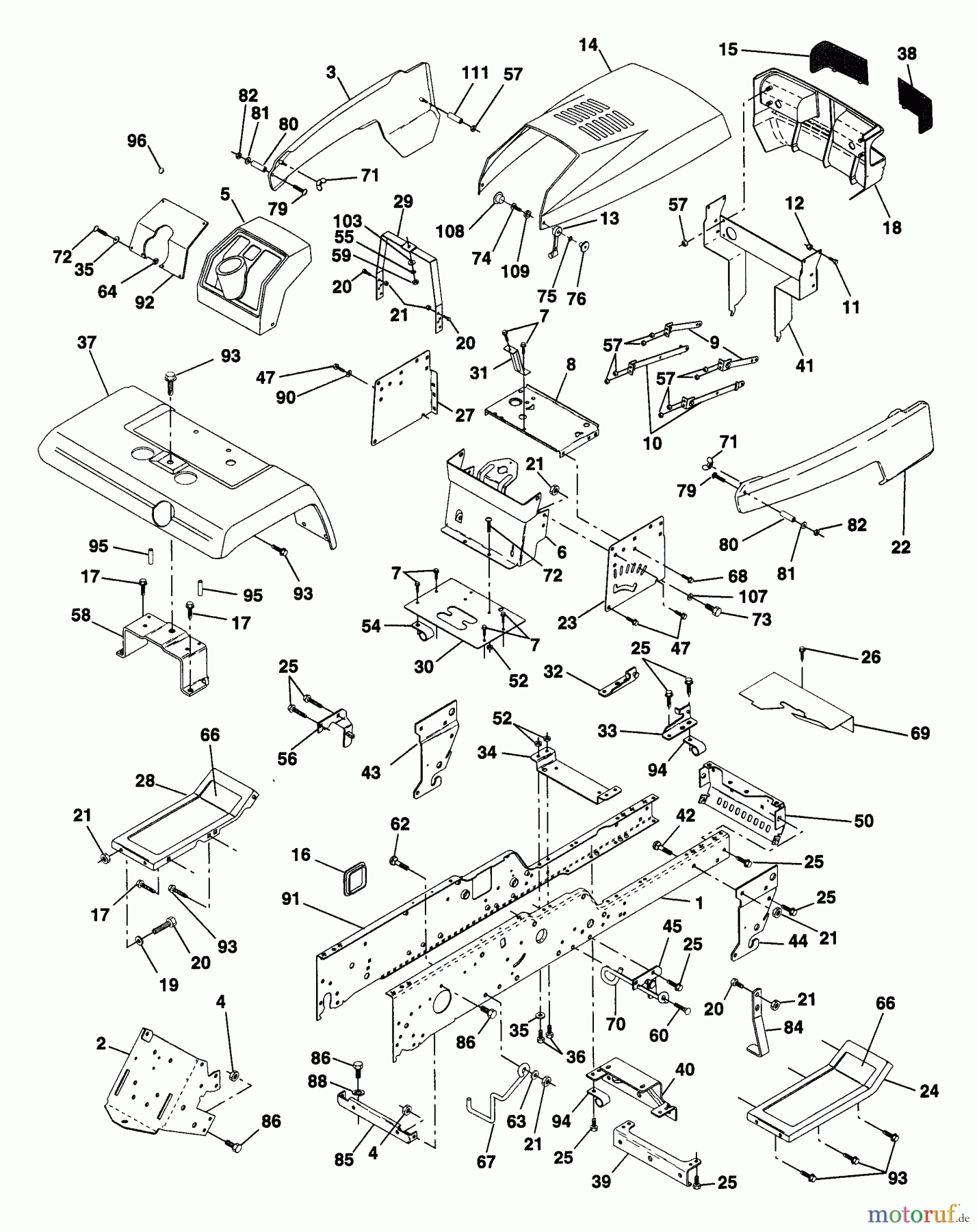 Husqvarna Rasen und Garten Traktoren GT 200 (HN2050A) - Husqvarna Garden Tractor (1993-12 & After) Chassis And Enclosures